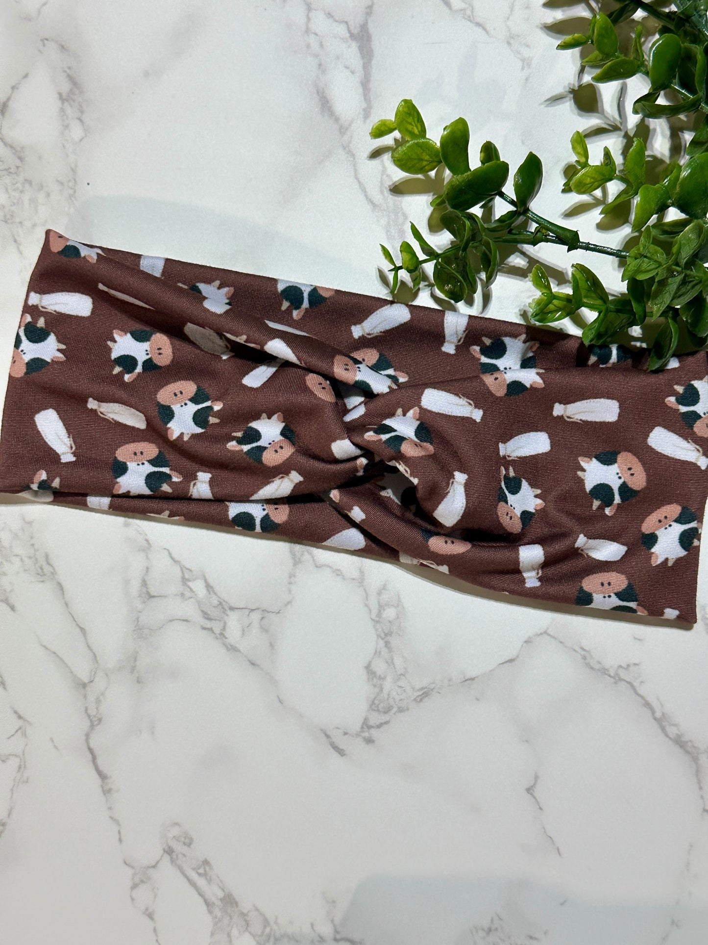 Chocolate Milk Cow Twist Headband