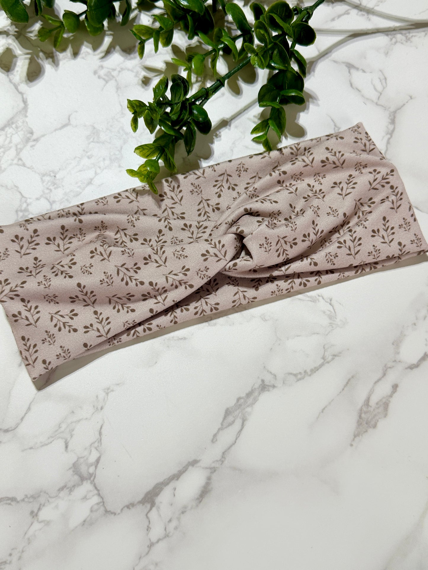 Taupe Leaves Twist Headband