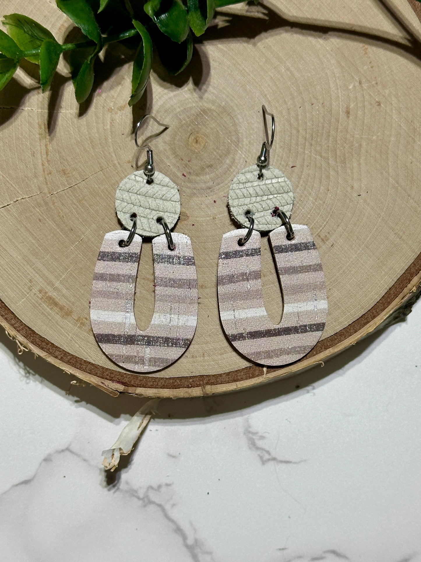 “U” Earrings - Neutral Stripes