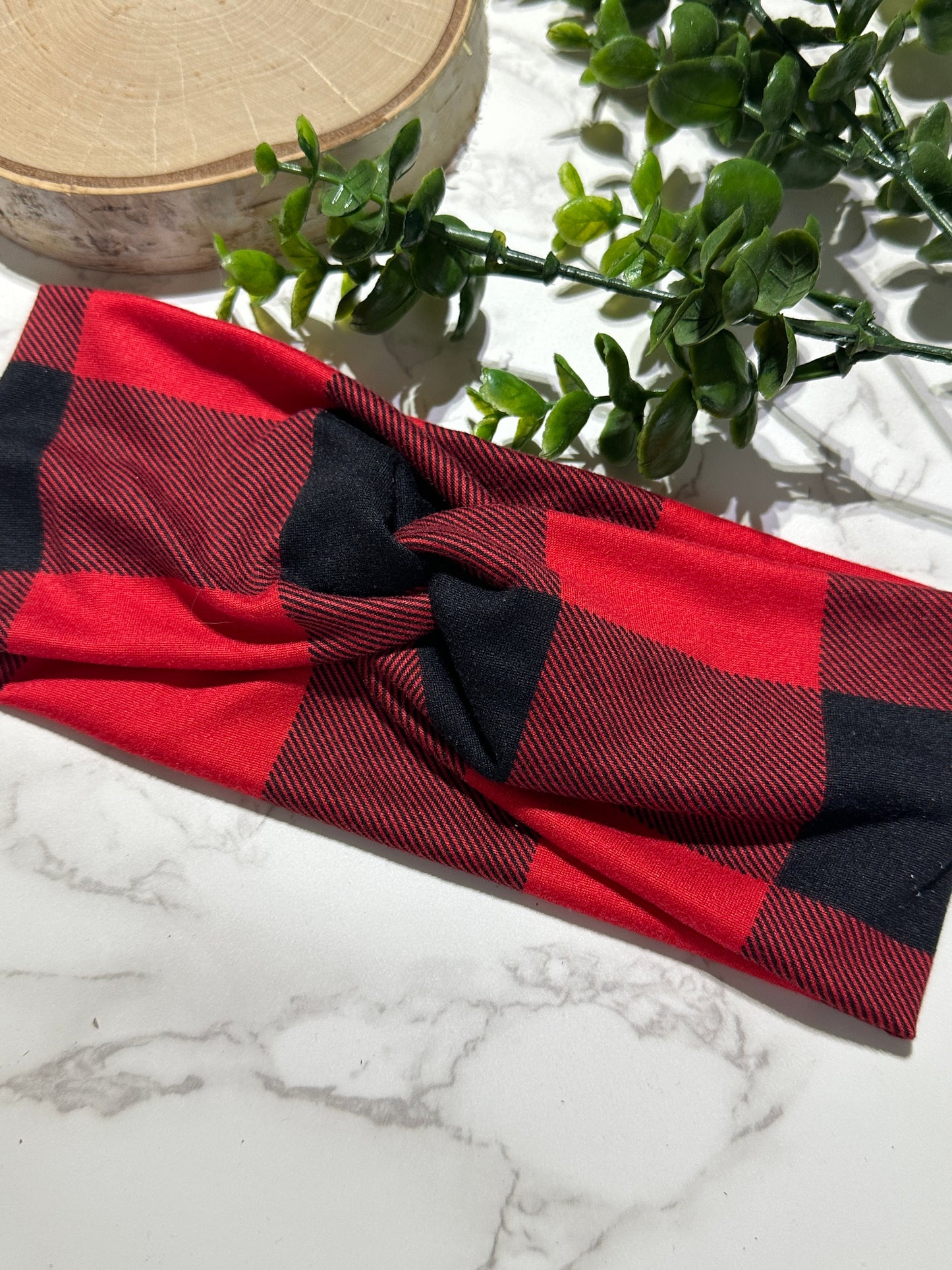 Large Buffalo Plaid Twist Headband
