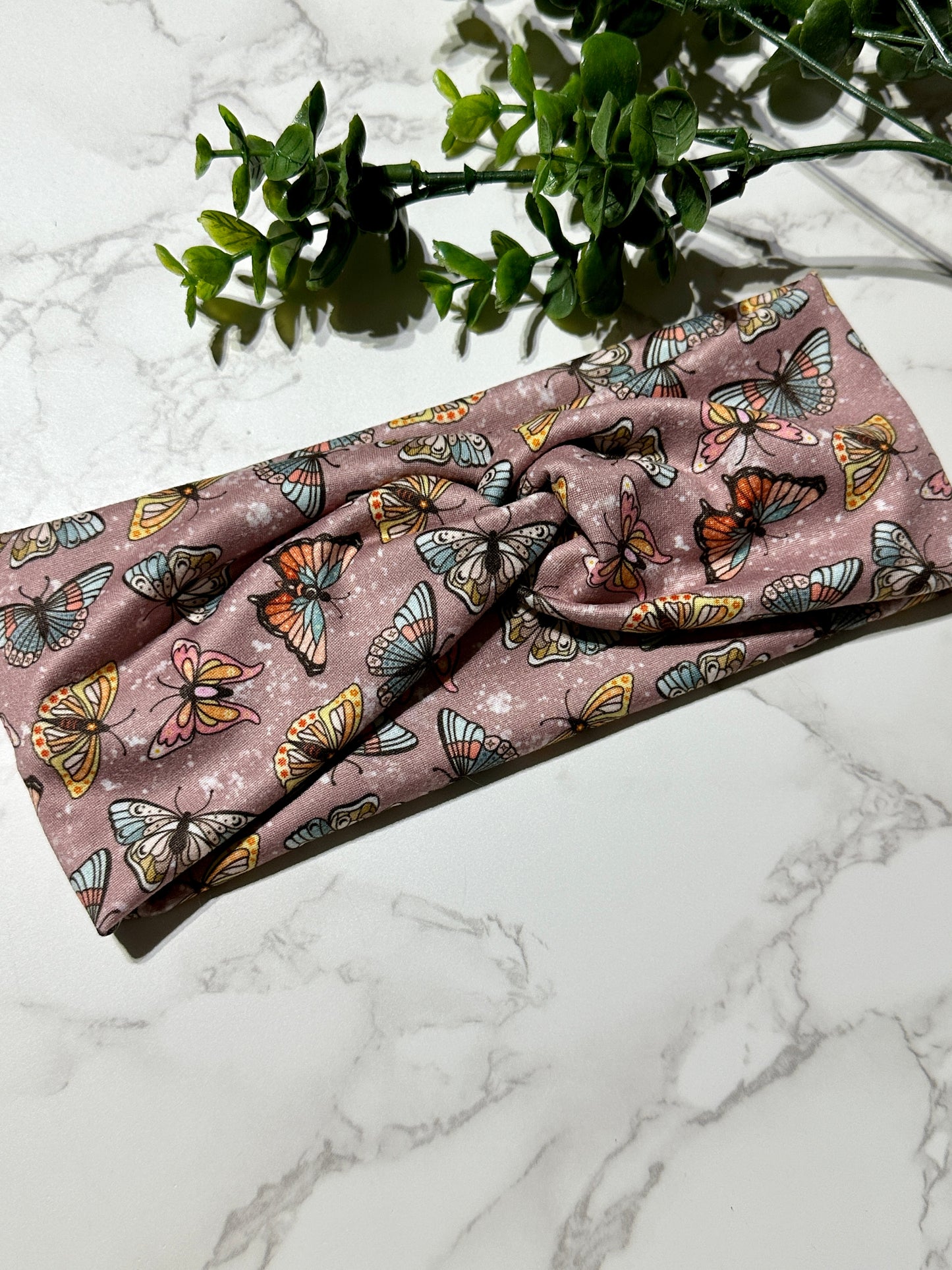 Mauve Butterfly Twist Headband