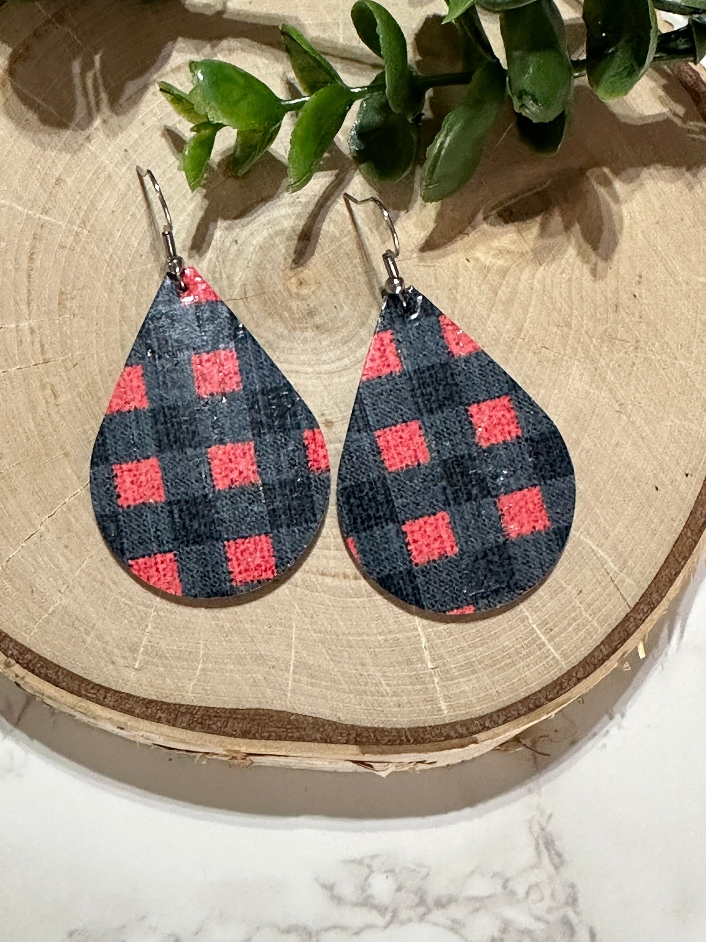 Buffalo Plaid Teardrop Earrings