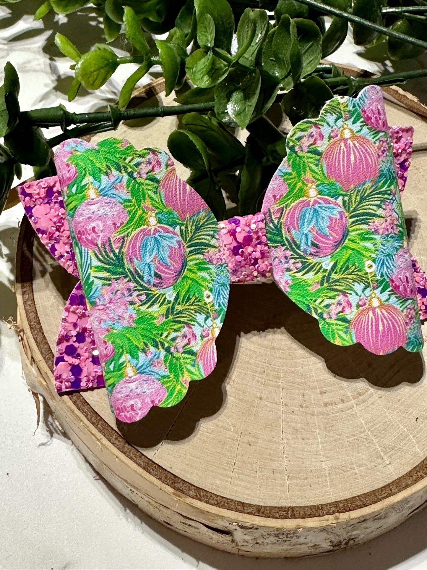 Pink Christmas Ornaments Hairbow