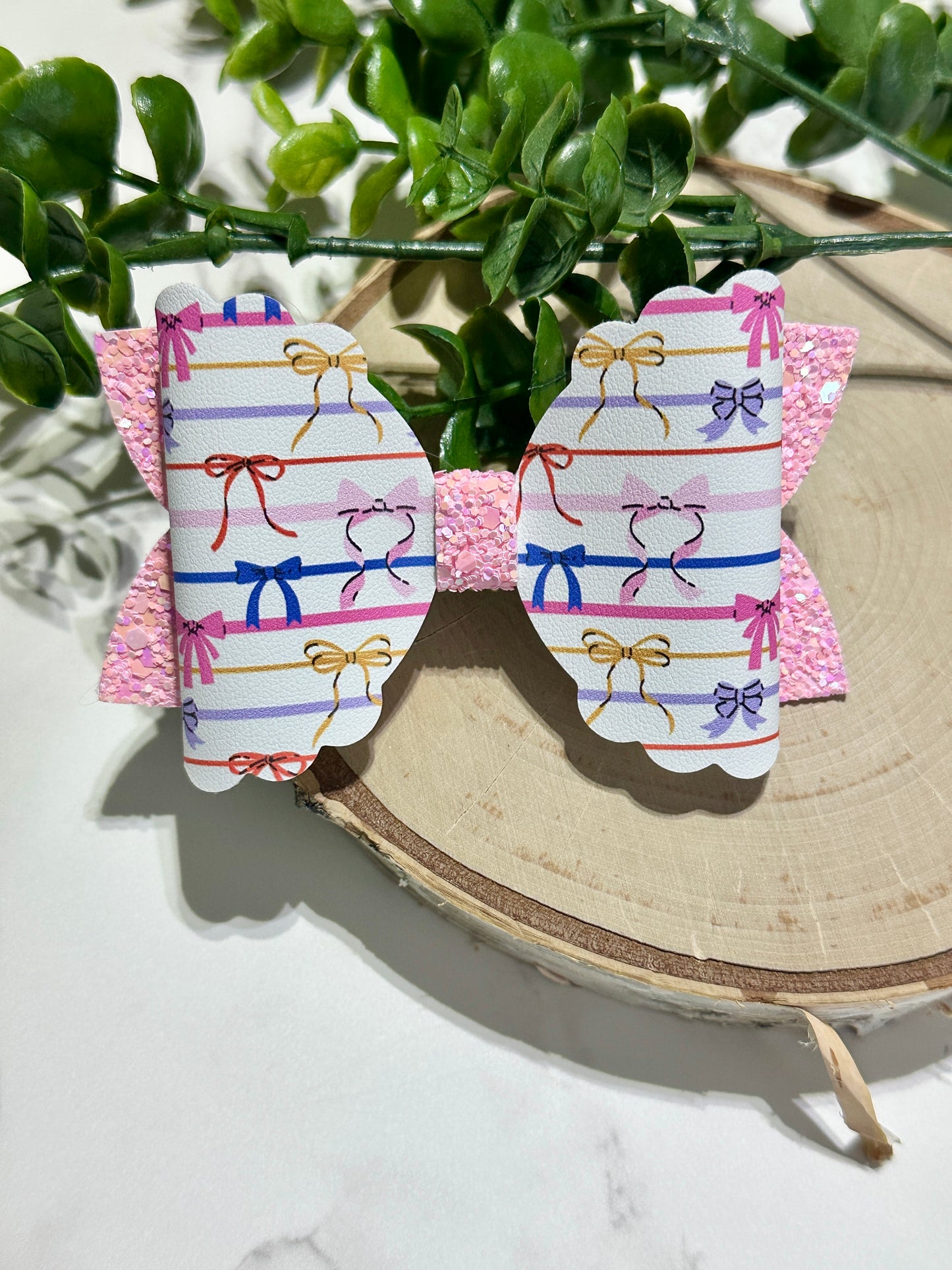 Colorful Bows/Pink Glitter Hairbow