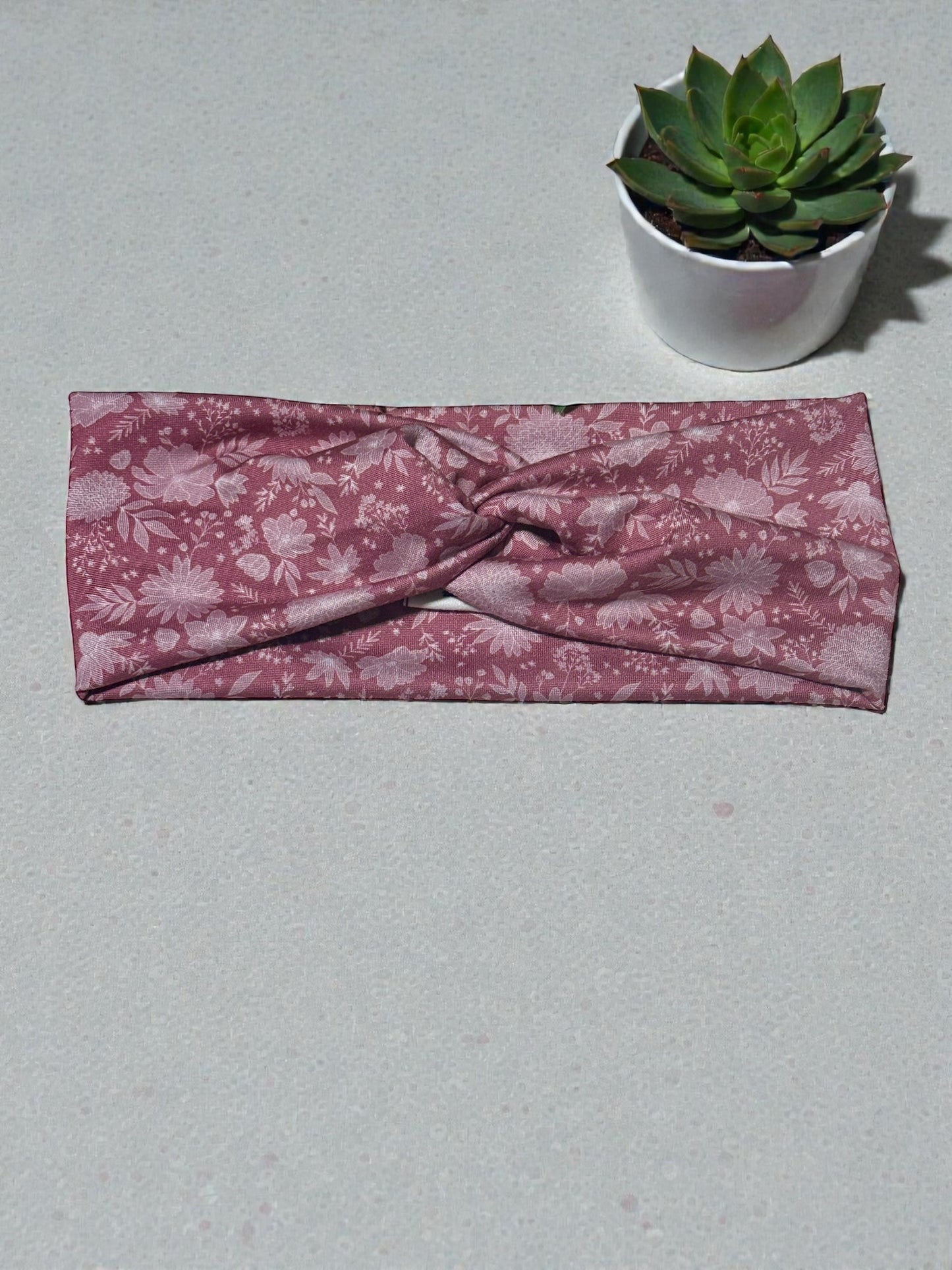 Raspberry Floral Twist Headband
