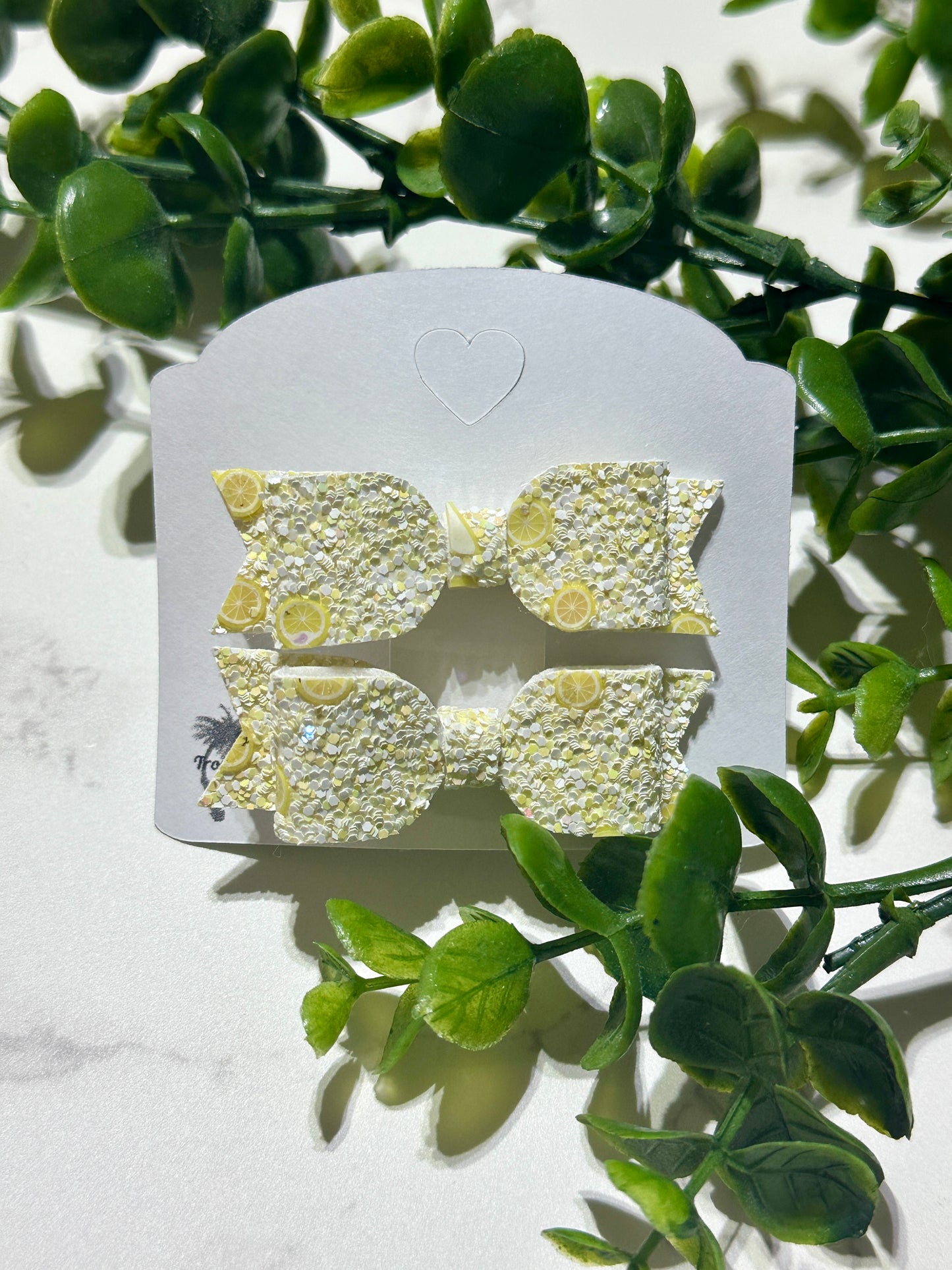 Mini Piggies Hairbow - Glitter Lemons