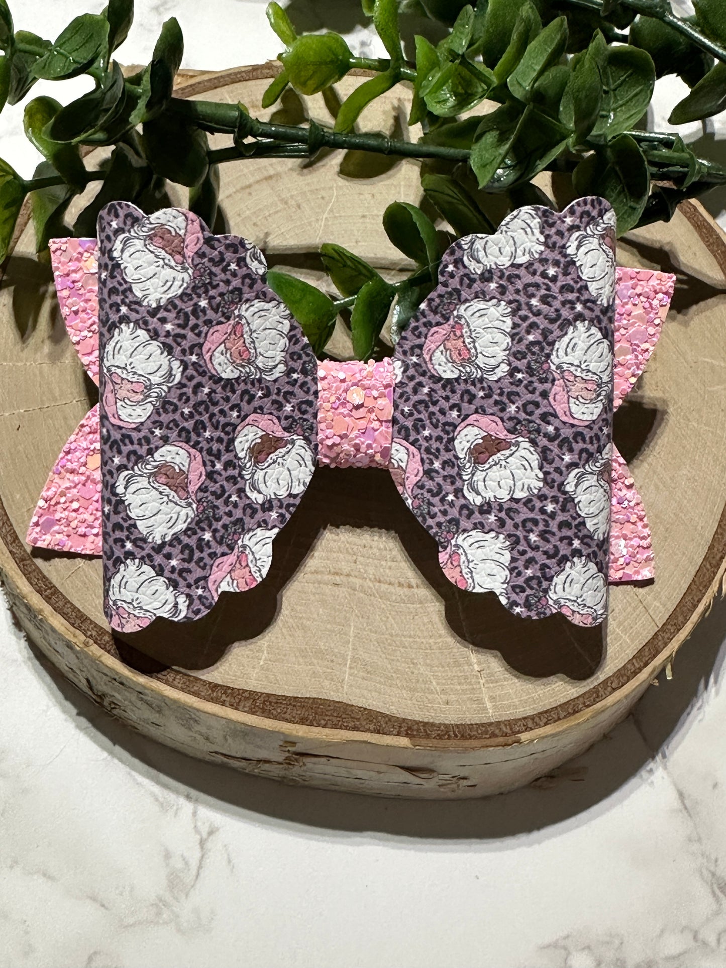 Santa Claus on Leopard Hairbow
