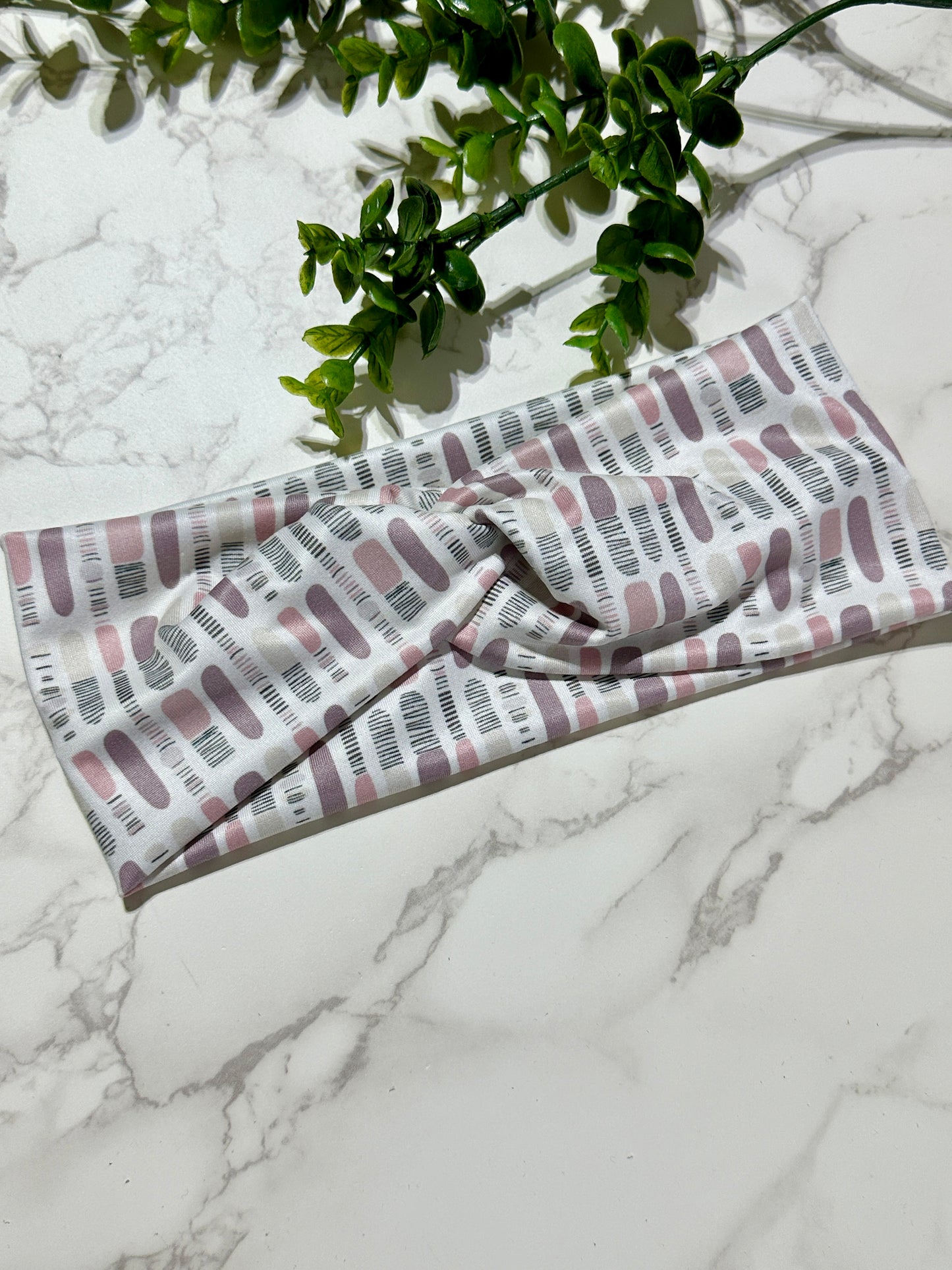 Purple Pink Dash Spots Twist Headband