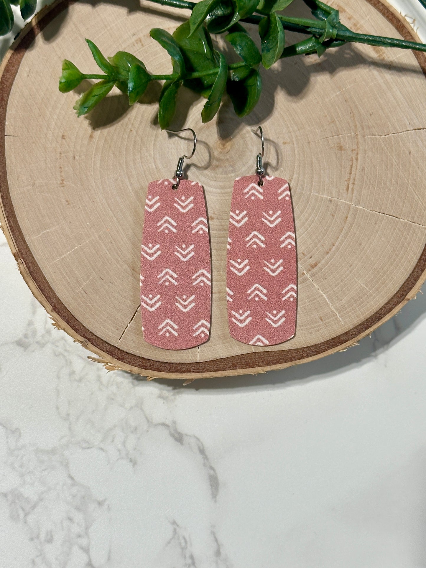Bar Earrings - Dusty Rose Boho Arrows