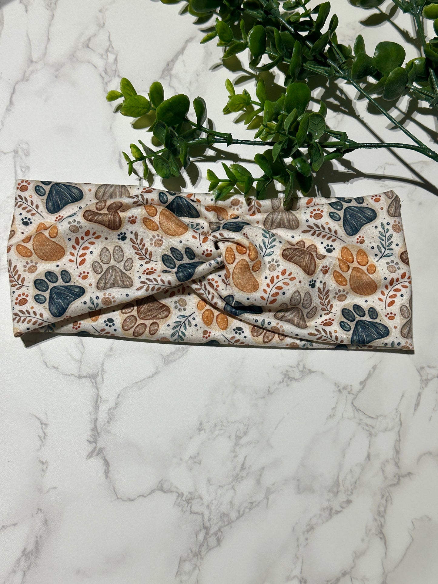 Boho Paw Prints Twist Headband