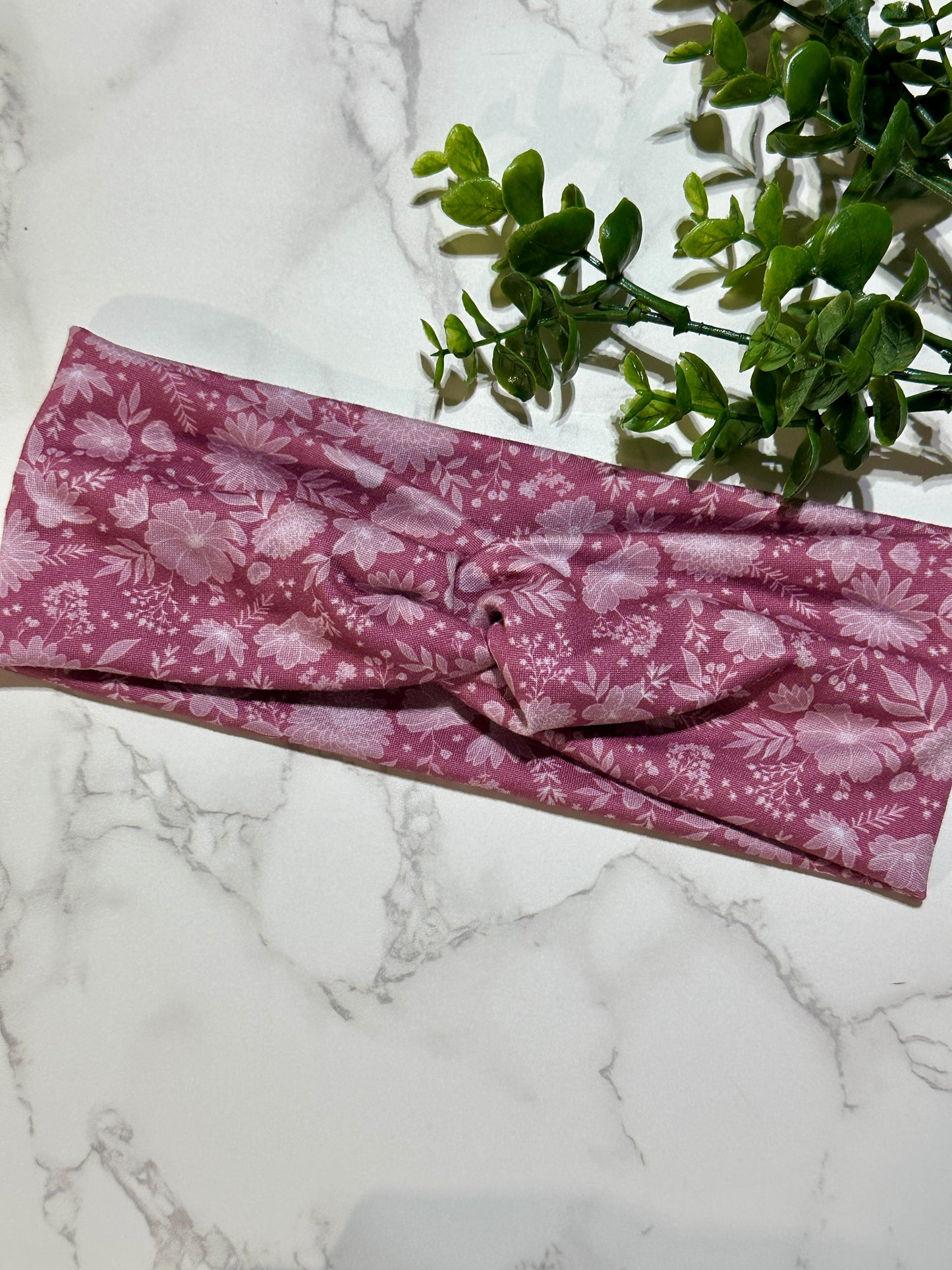 Raspberry Floral Twist Headband