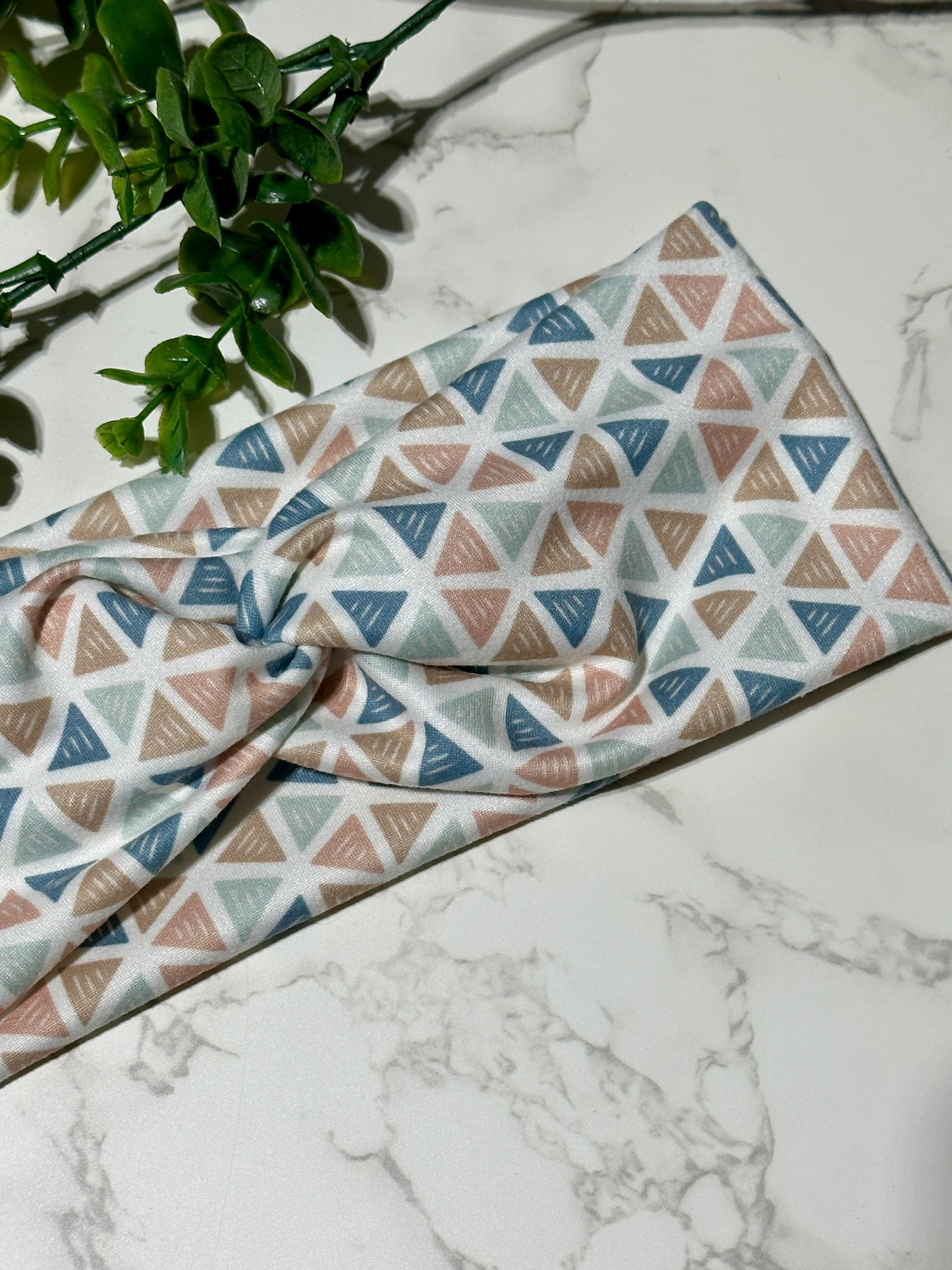 Muted Boho Triangles Twist Headband