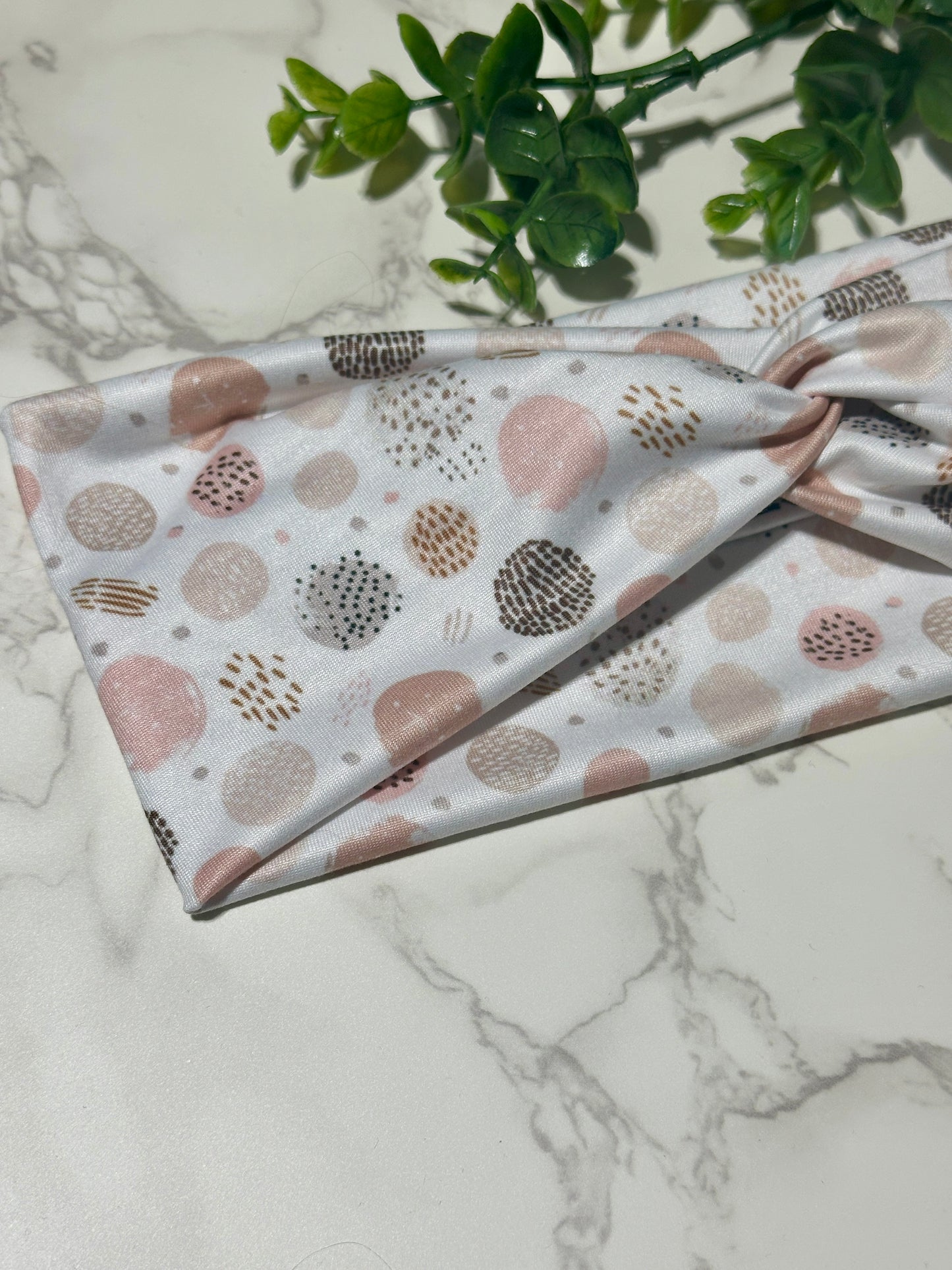 Neutral Peachy Abstract Circles Twist Headband