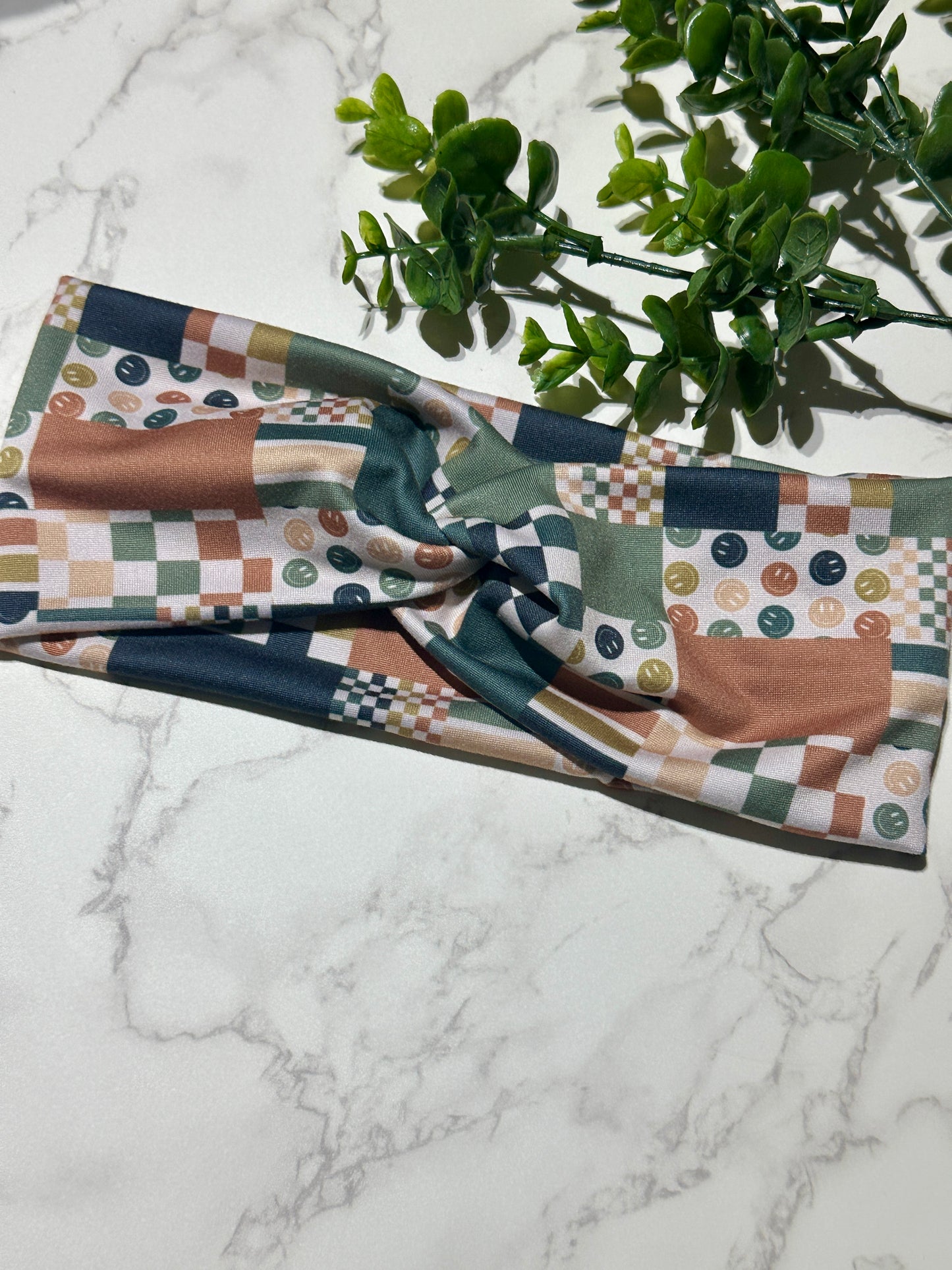 Patchwork Boho Smiles Twist Headband