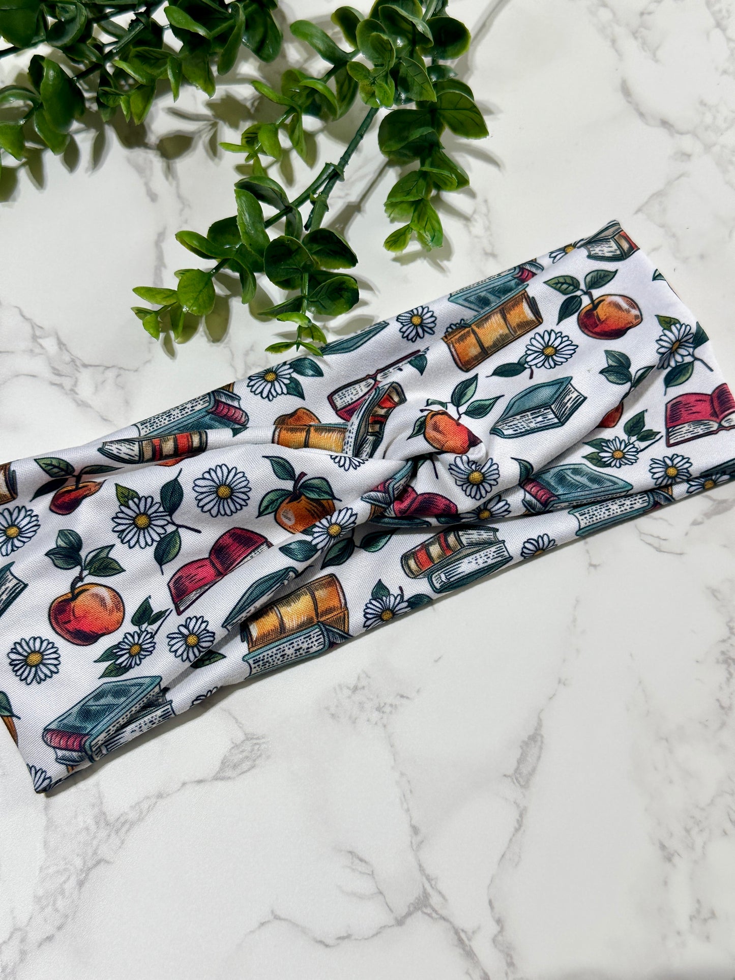 Back to School Twist Headband - Apples and Books