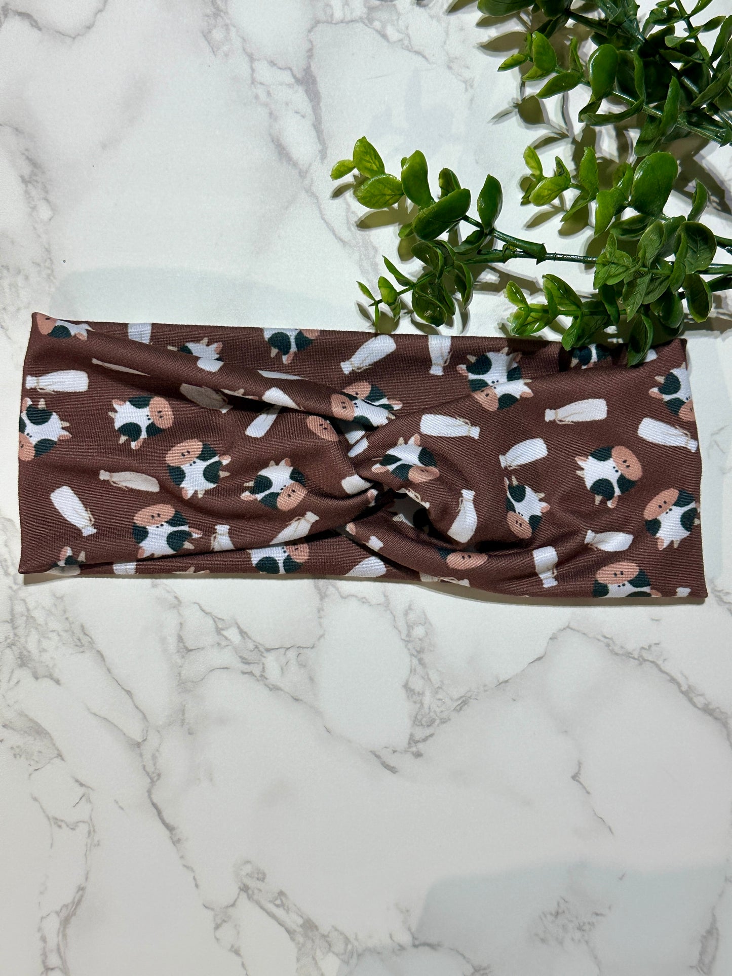 Chocolate Milk Cow Twist Headband