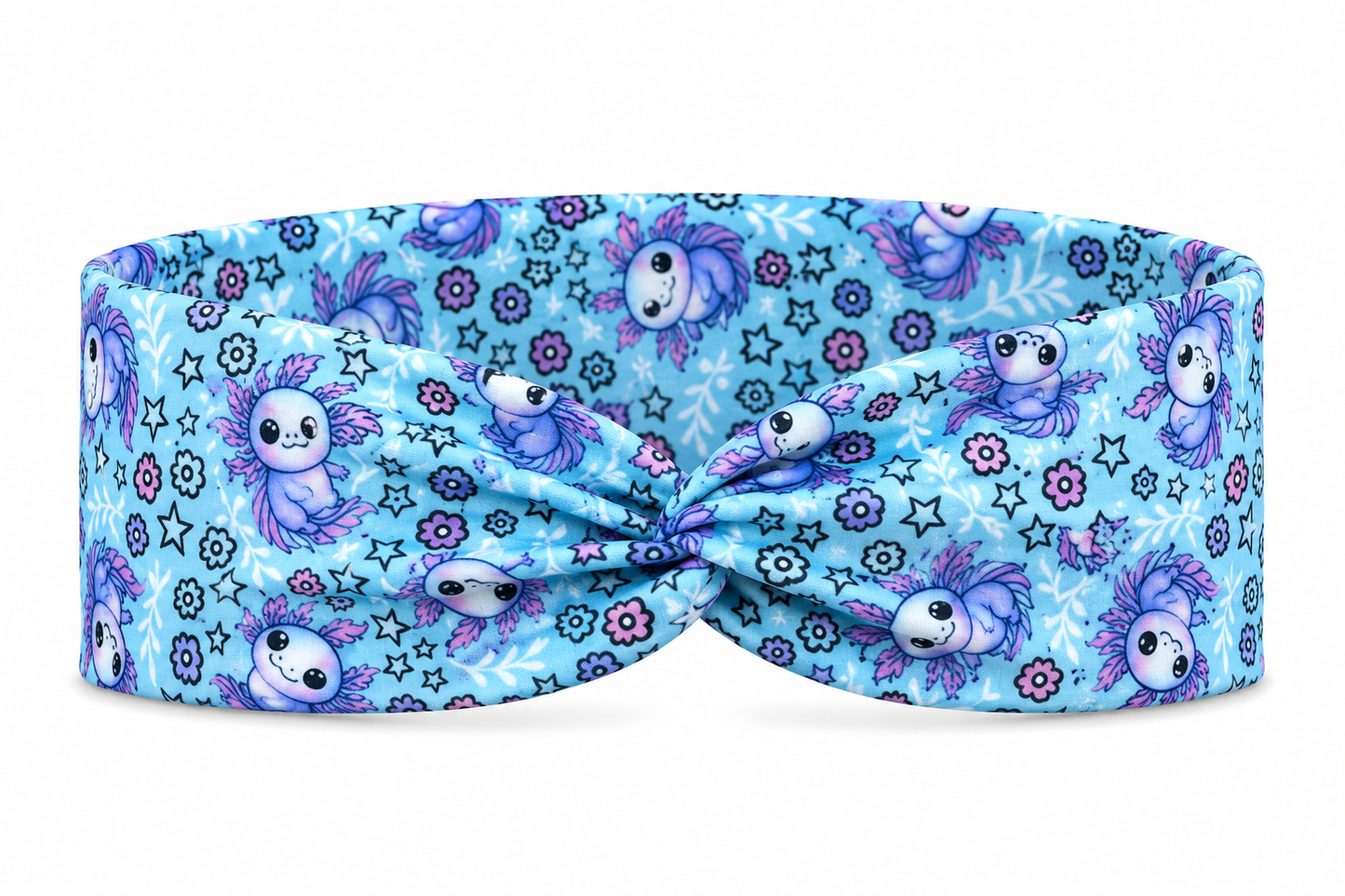 Cute Axolotl on Blue Twist Headband