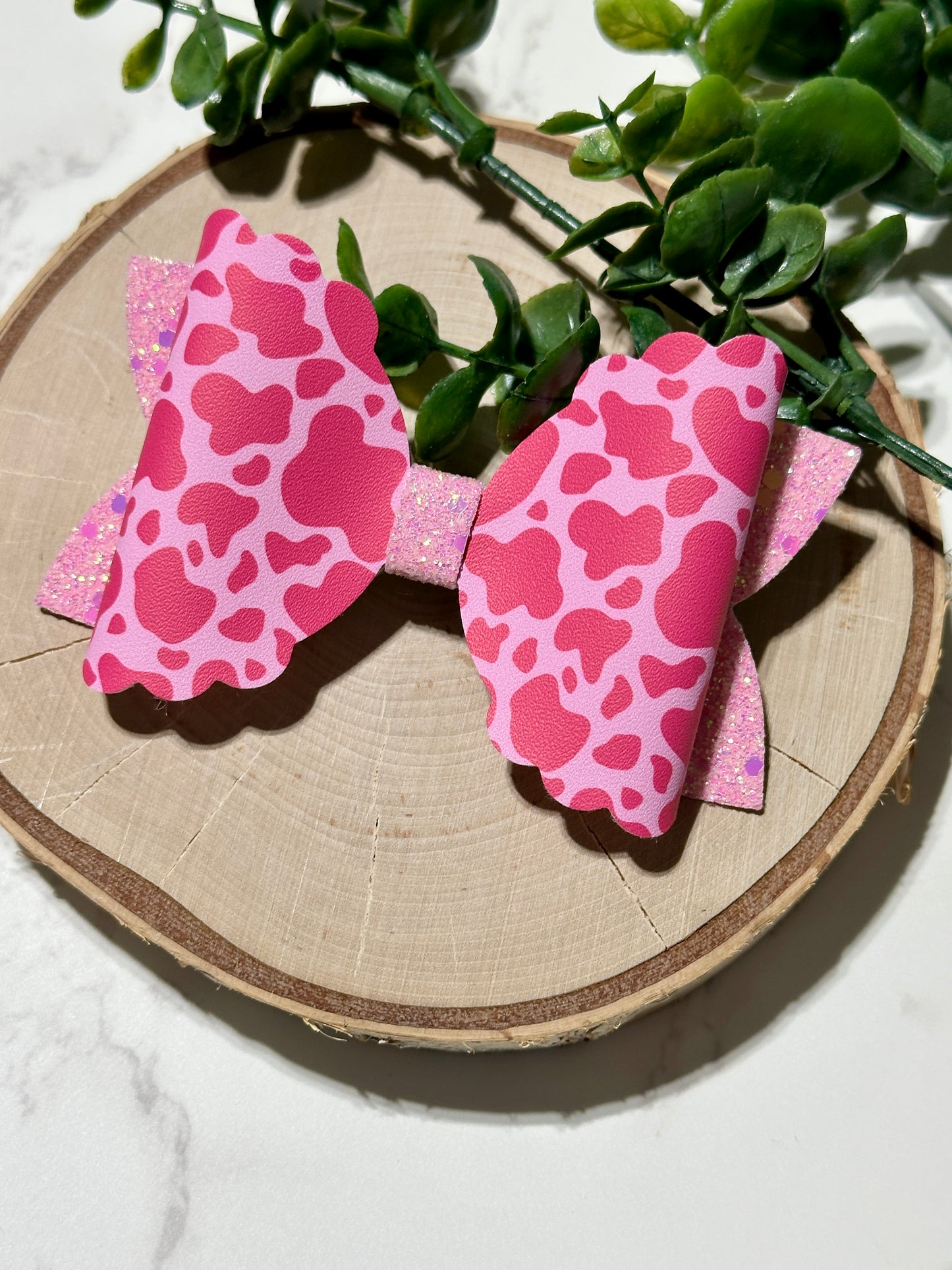 Pink Cow Spots Hairbow