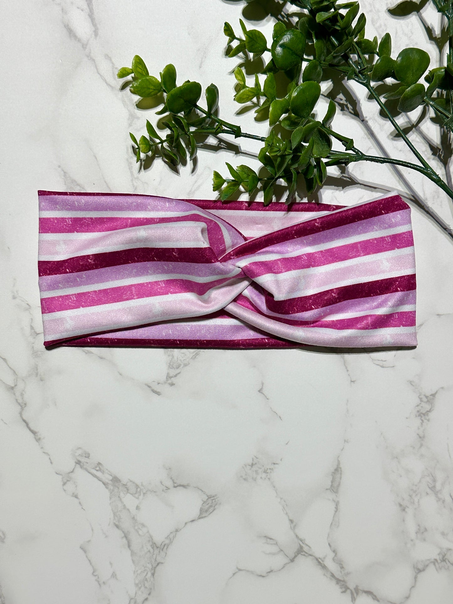 Pink Stripes Twist Headband