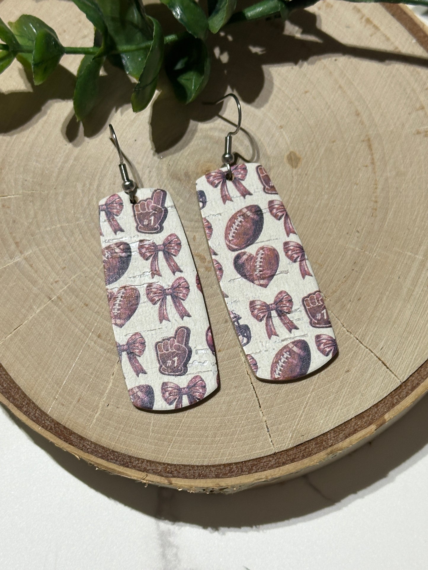 Bar Earrings - Football and Bows