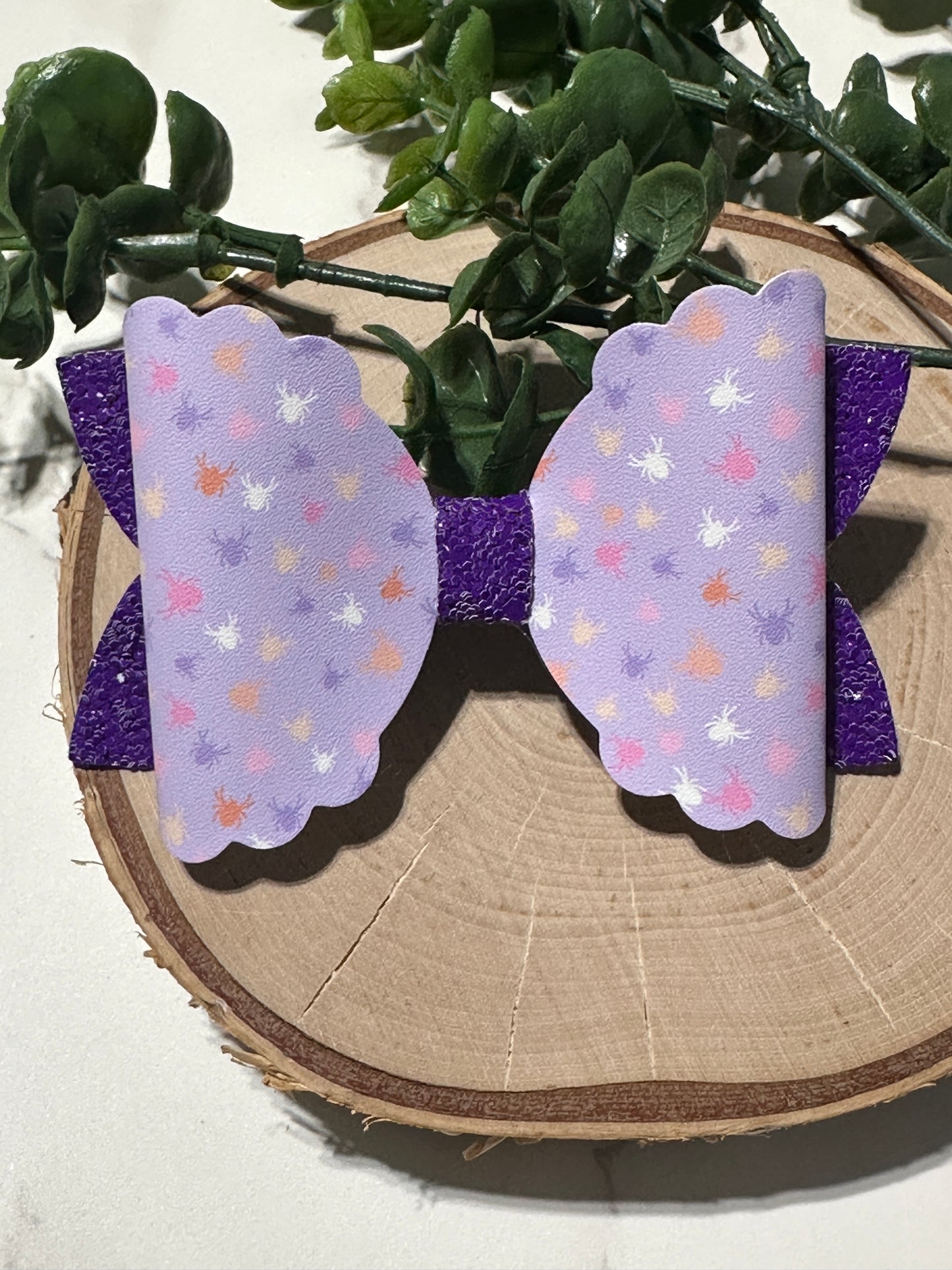 Teeny Tiny Spiders on Purple Hairbow