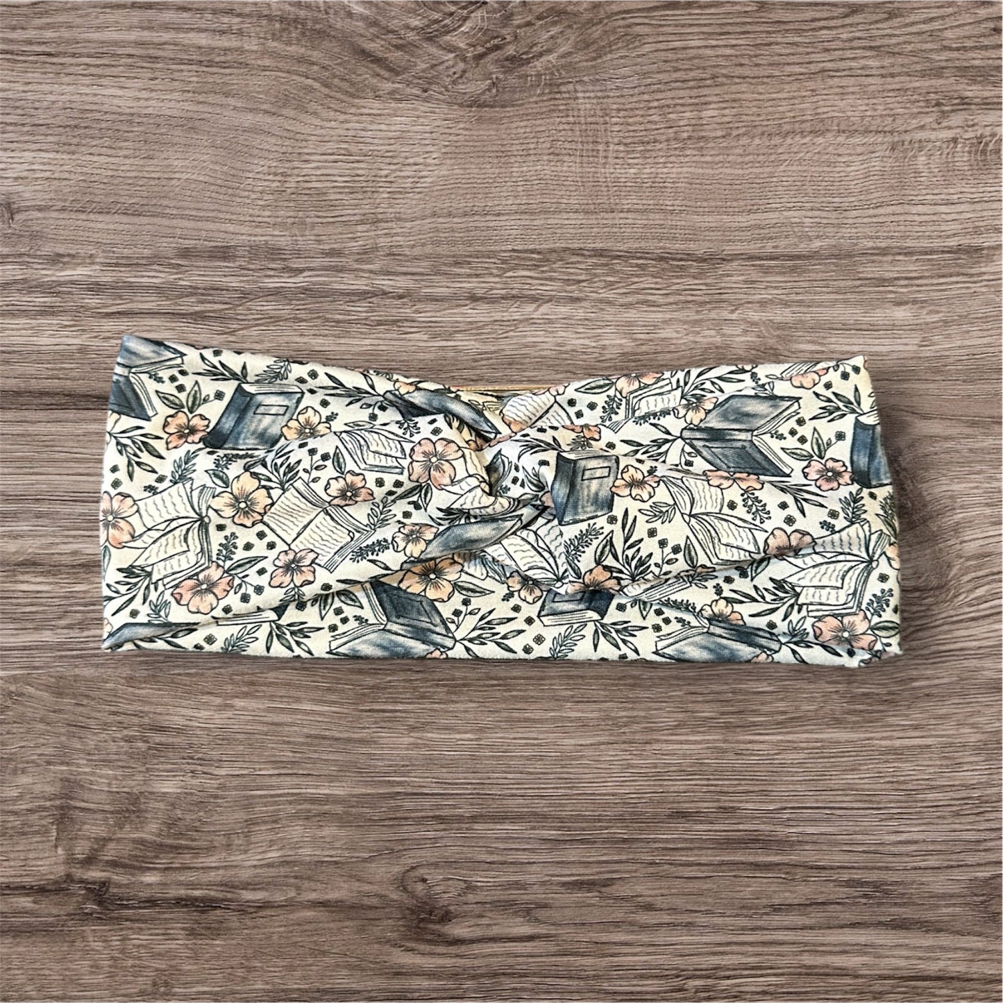 Floral Open Books Twist Headband