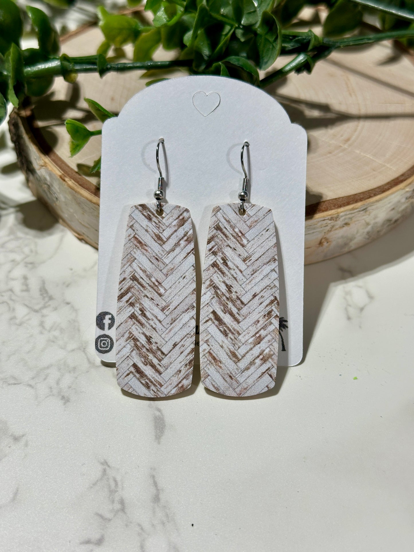 Bar Earrings - Weathered Wood