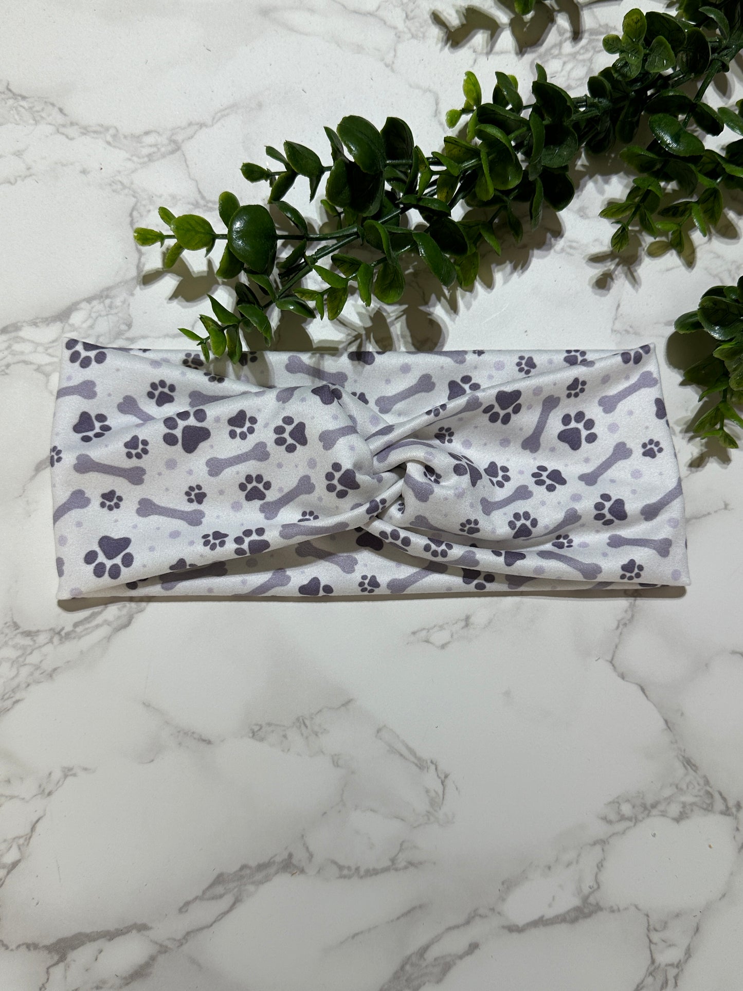 Purple Paw Prints Twist Headband