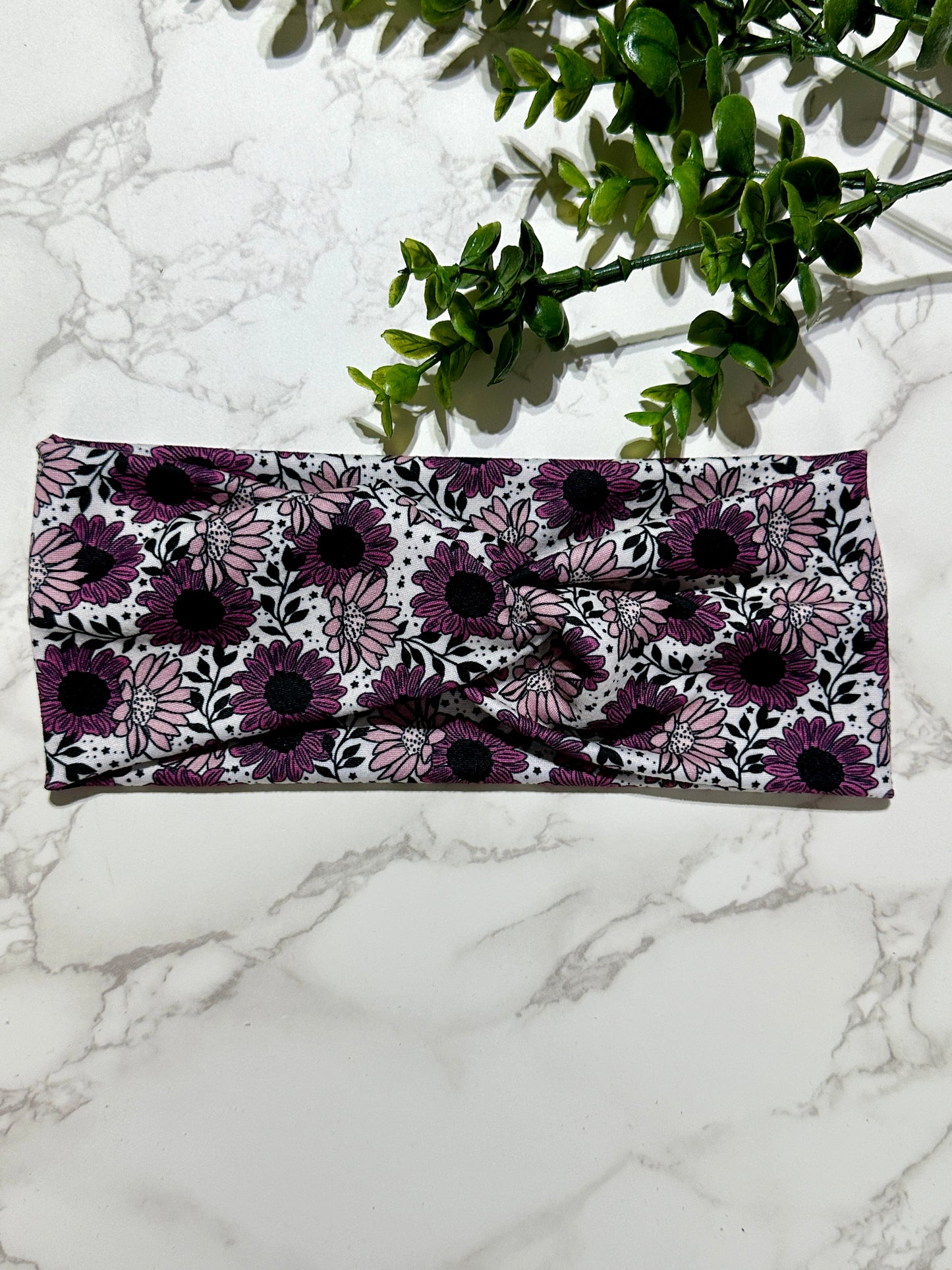 Purple Sunflower Twist Headband