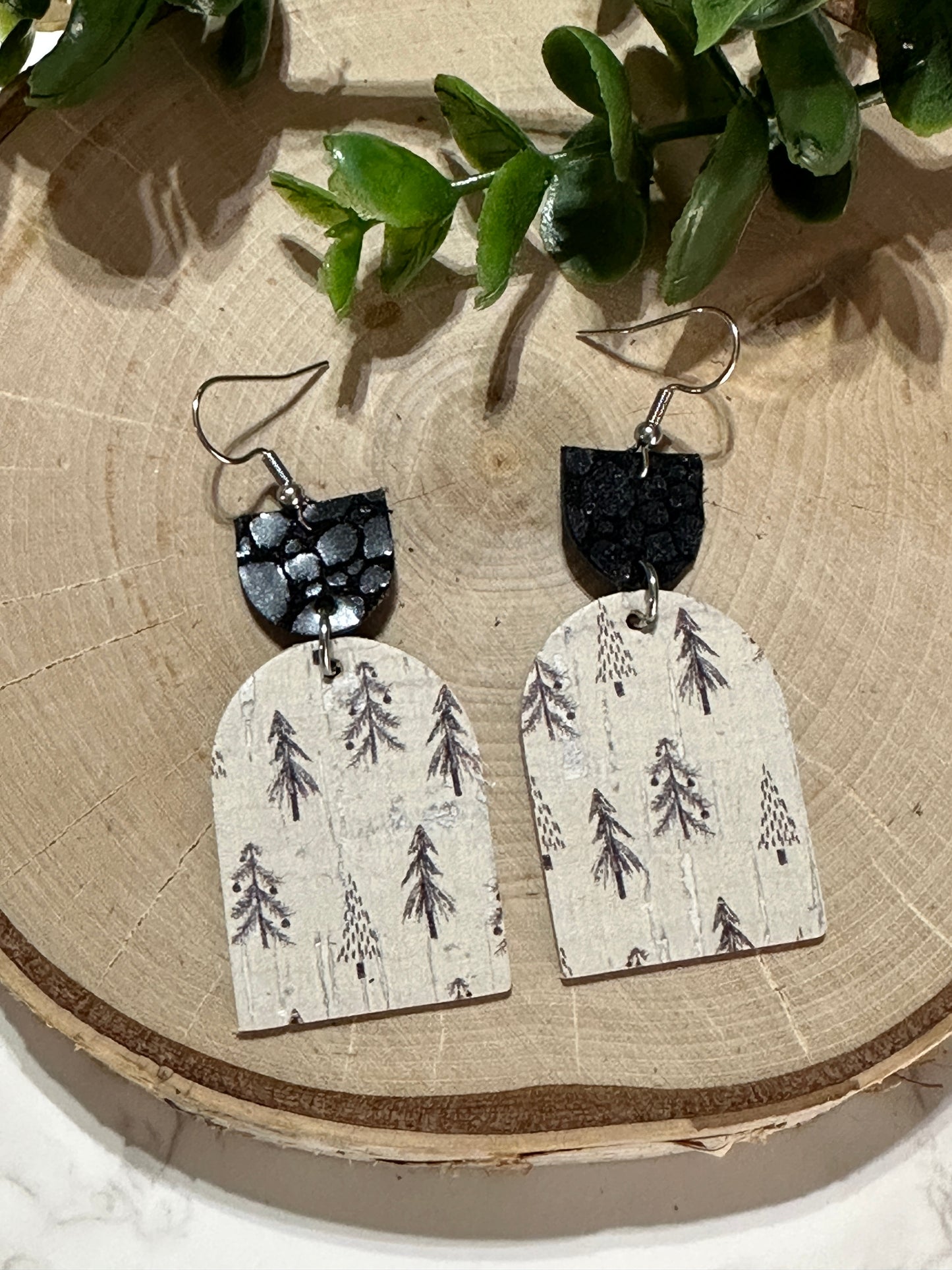 Neutral Boho Trees Closed Arch Earrings