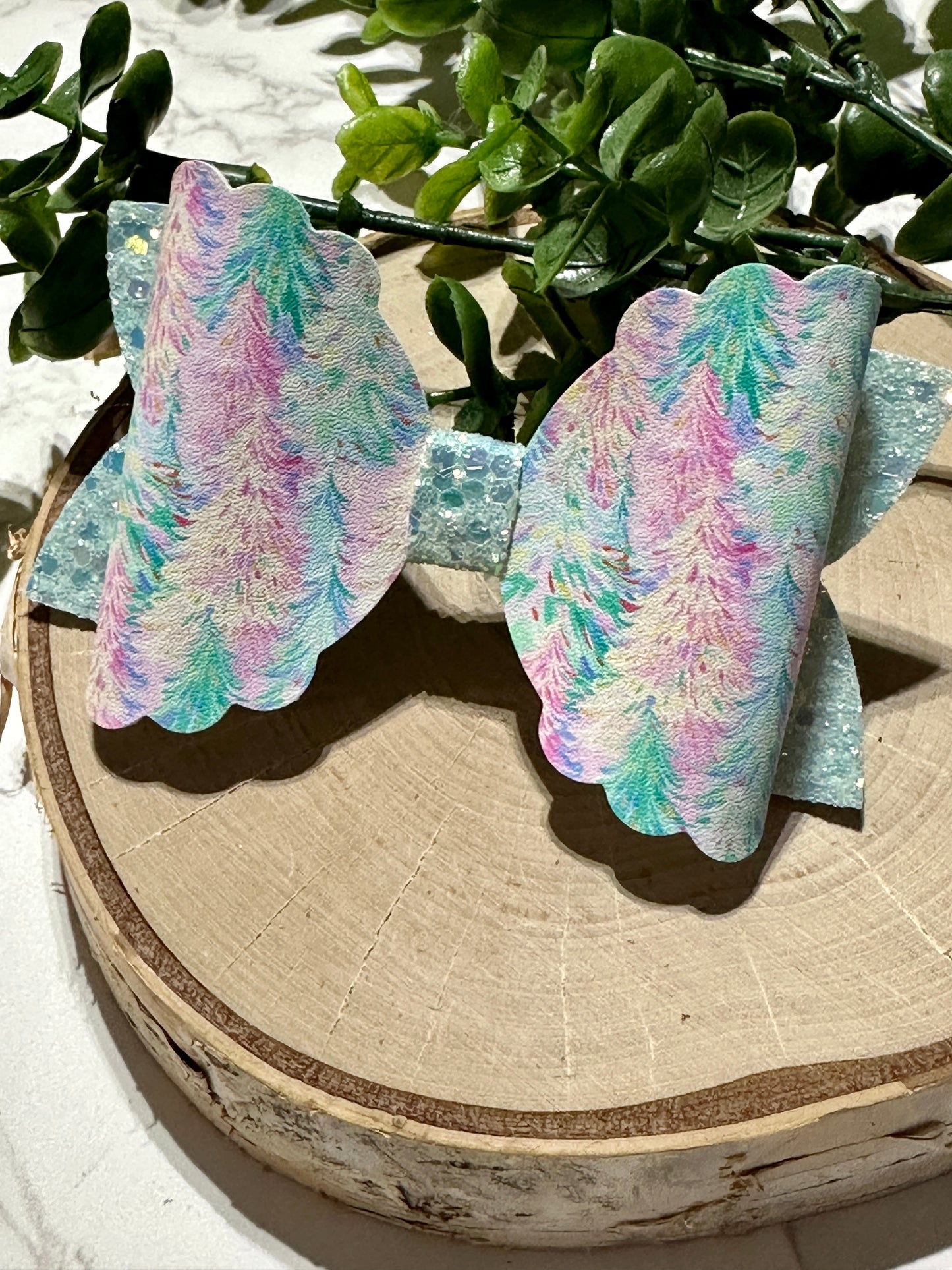 Beautiful Pastel Trees Hairbow