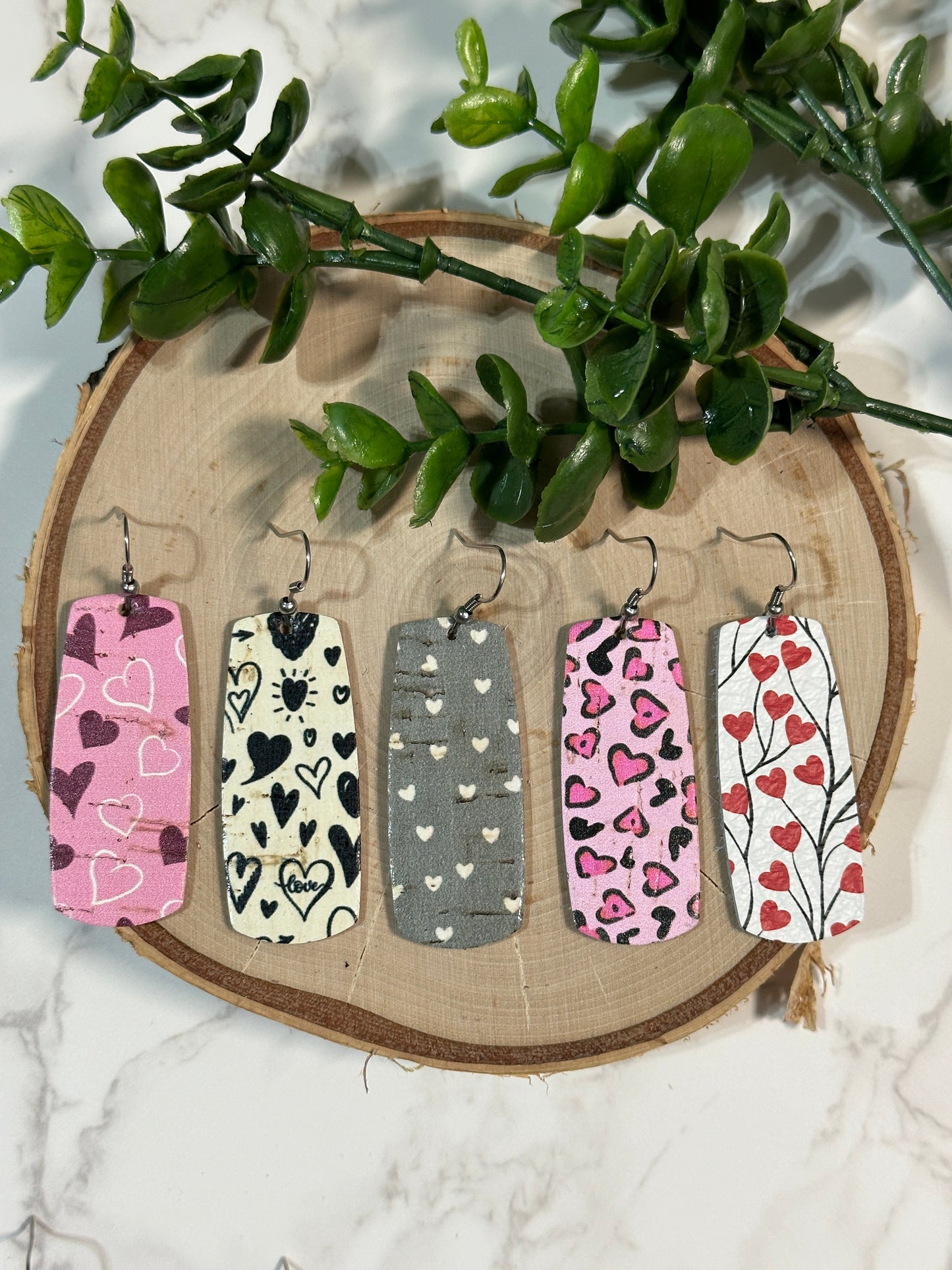 Valentine Hearts Bar Earrings - Multiple patterns