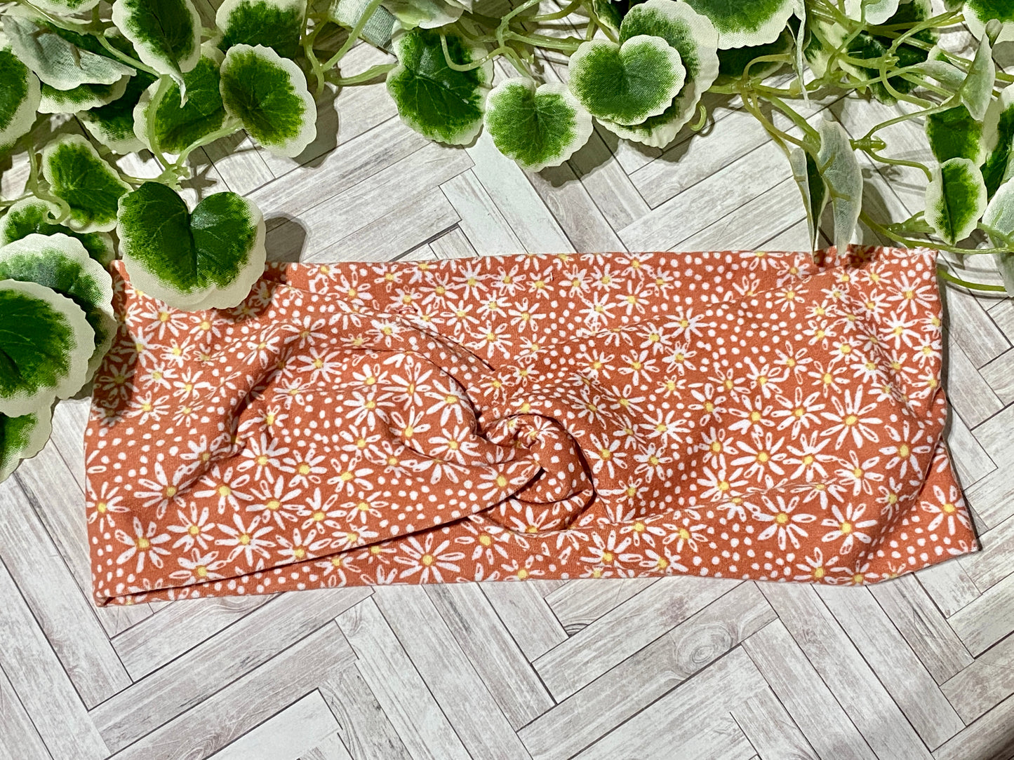 Terracotta daisies twist headband