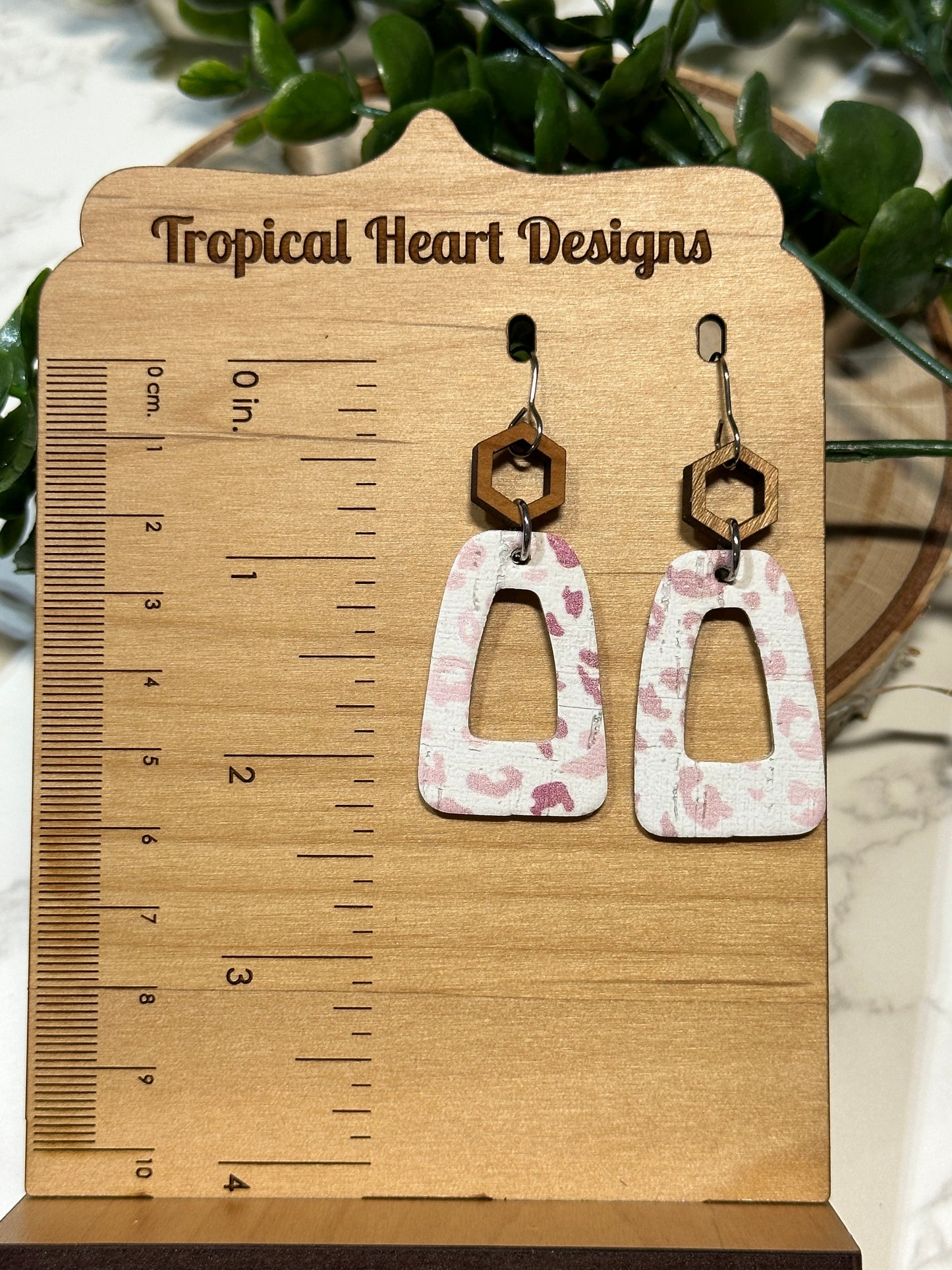 Pink Leopard Open Wedge Earrings