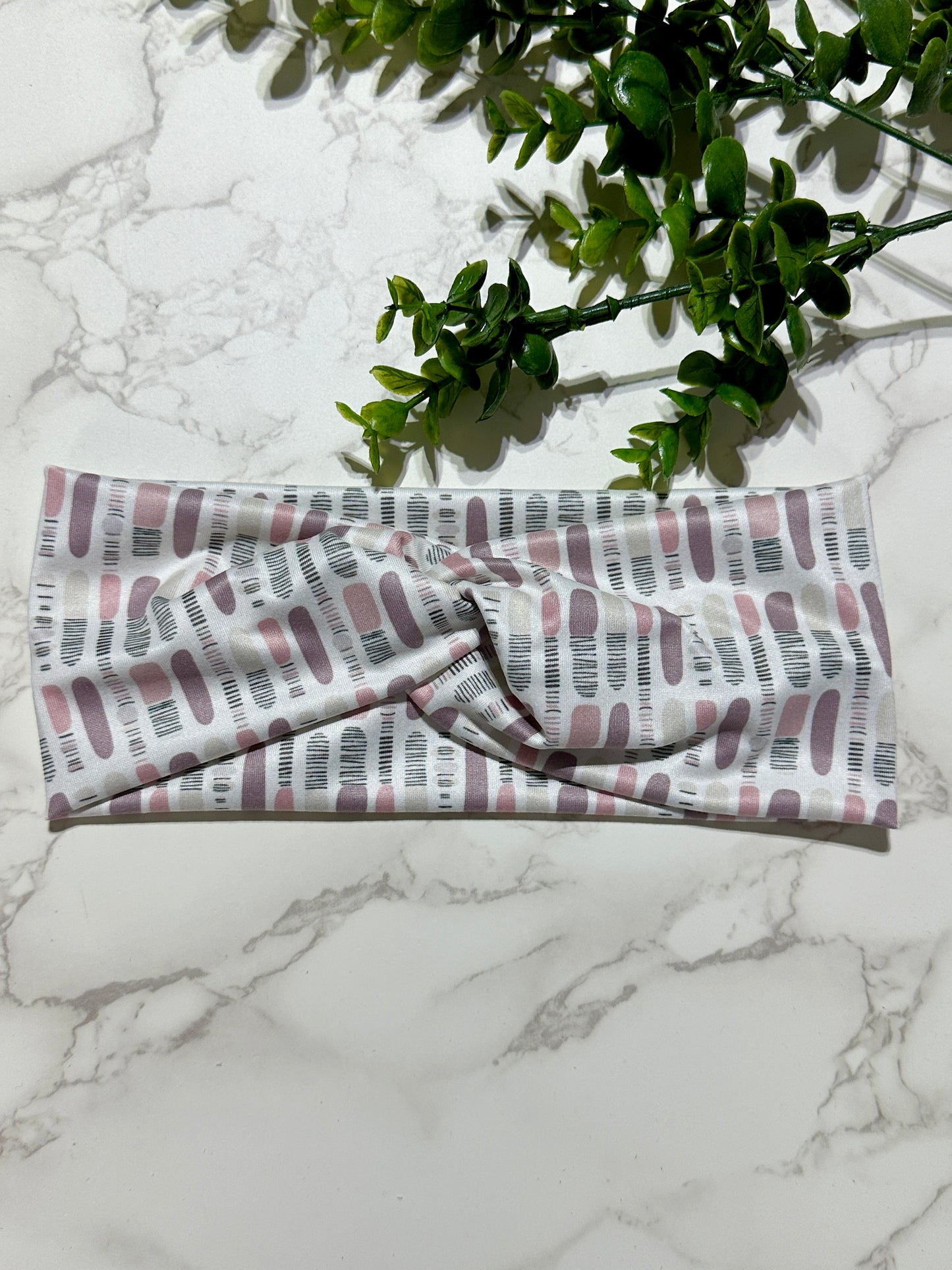 Purple Pink Dash Spots Twist Headband