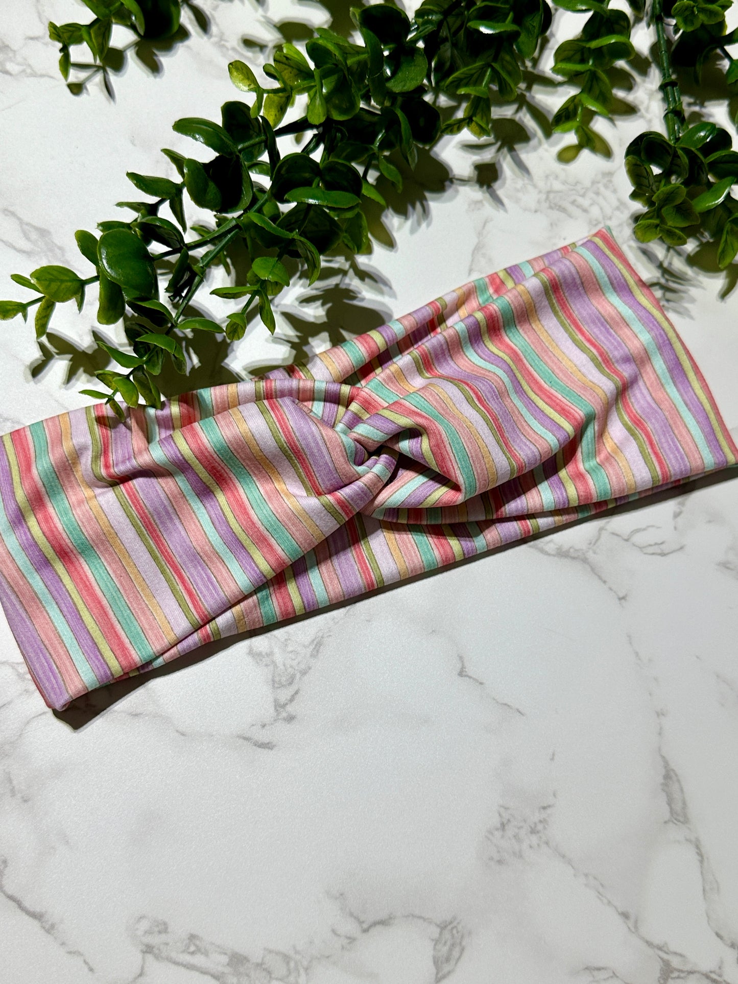Pastel Spring Stripes Twist Headband