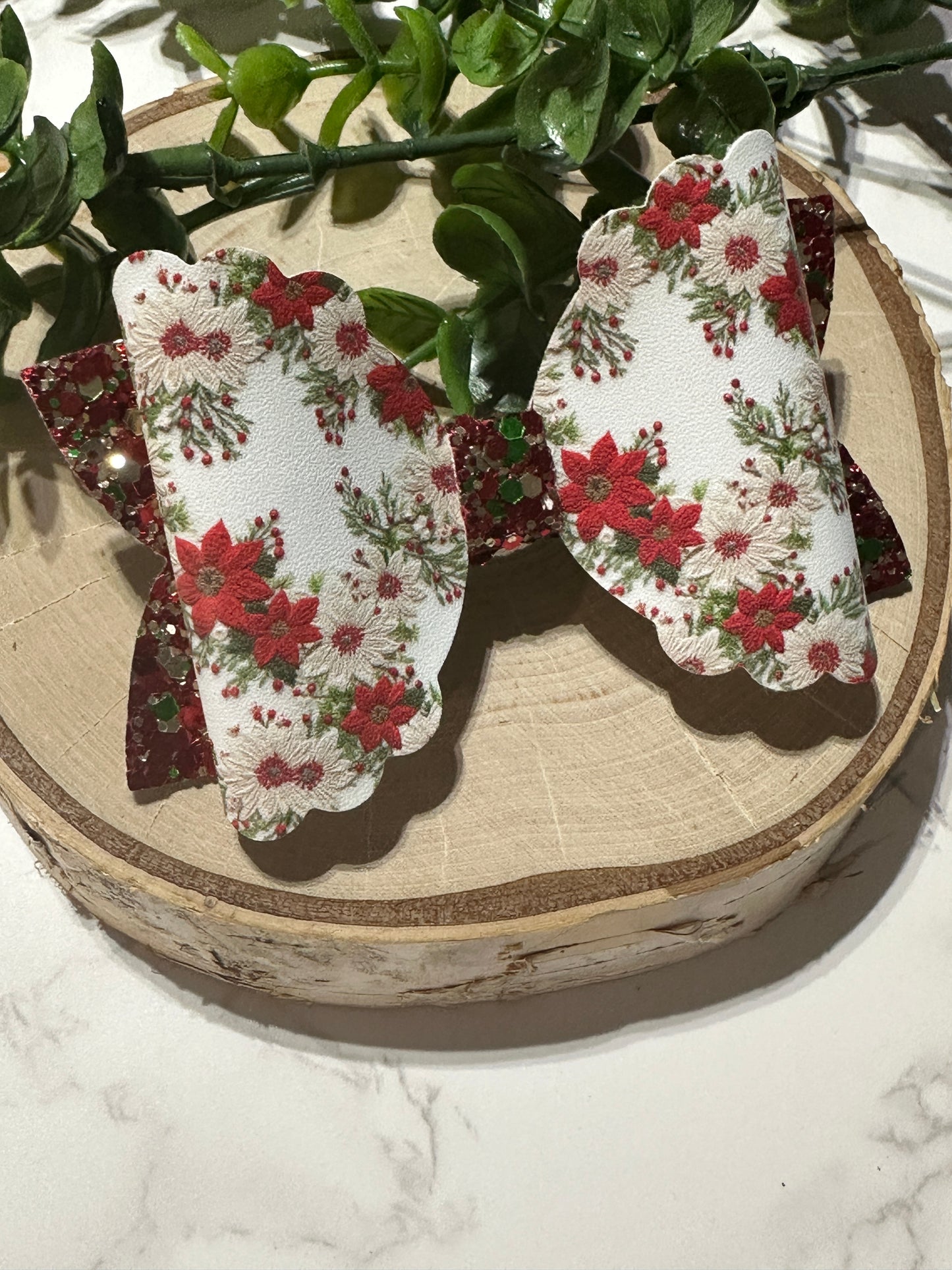 Embossed Like Christmas Flowers Hairbow