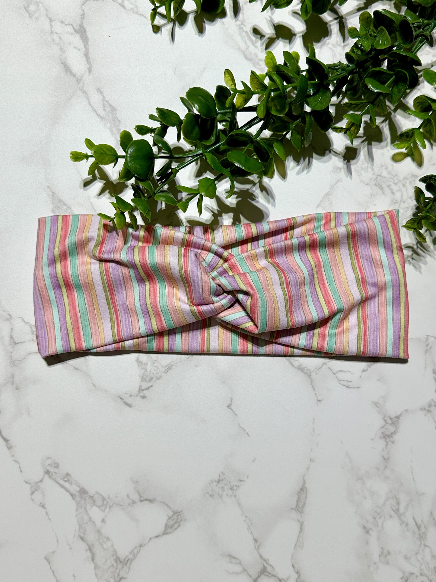 Pastel Spring Stripes Twist Headband