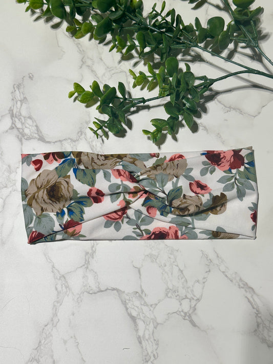 Rose Floral Twist Headband