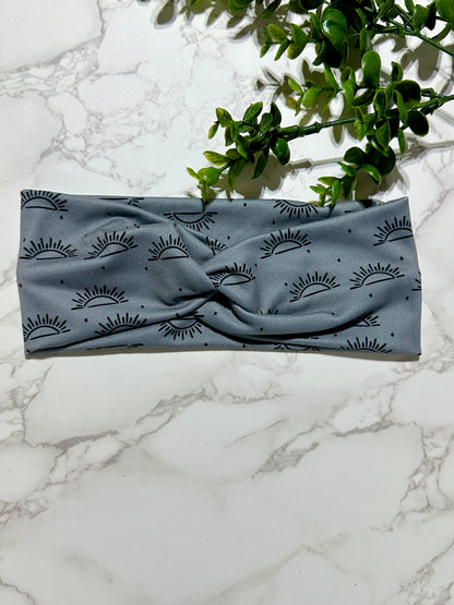 Grey Boho Sun Twist Headband