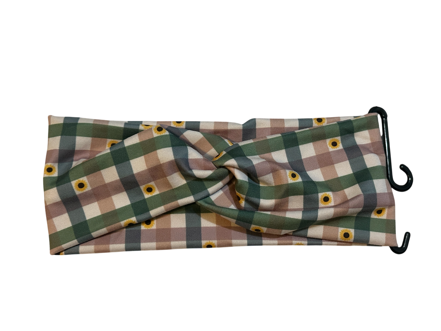 Checkered and Flowers Twist Headband