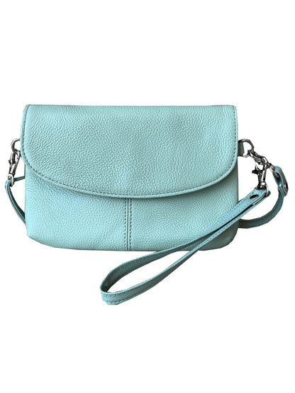 Genuine cowhide leather crossbody clutch bag