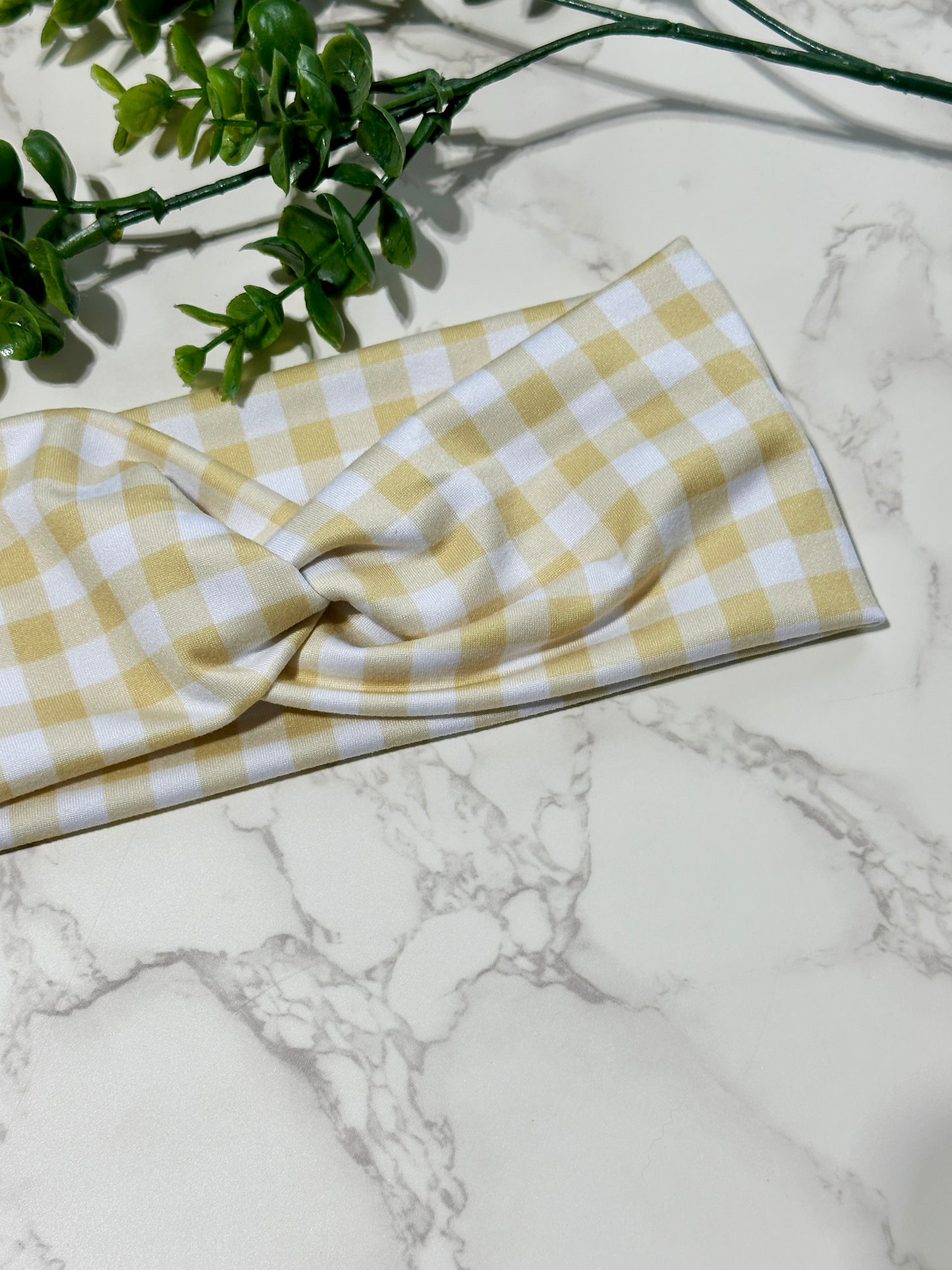 Checkered/Gingham Twist Headband - Sunshine