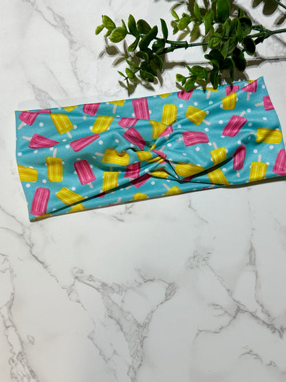 Popsicles on Blue Twist Headband