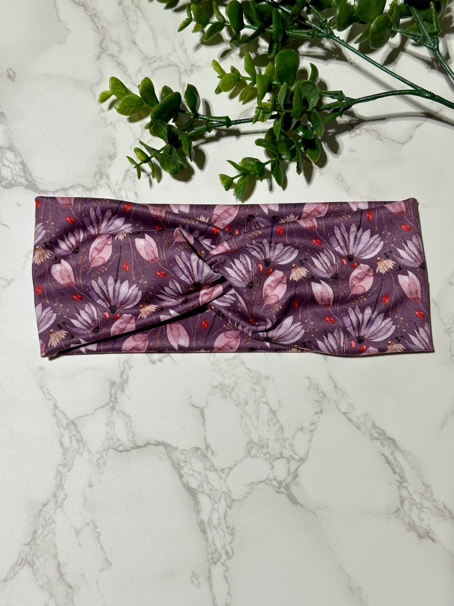 Purple Flowers Twist Headband