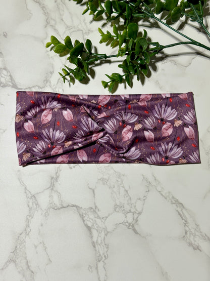 Purple Flowers Twist Headband
