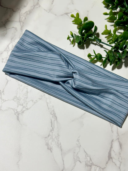 Scribble Stripes Harbor Blue Twist Headband