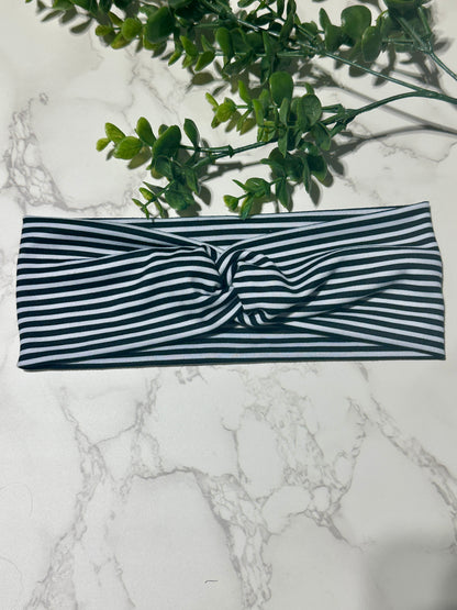 Black/White Stripes Twist Headband