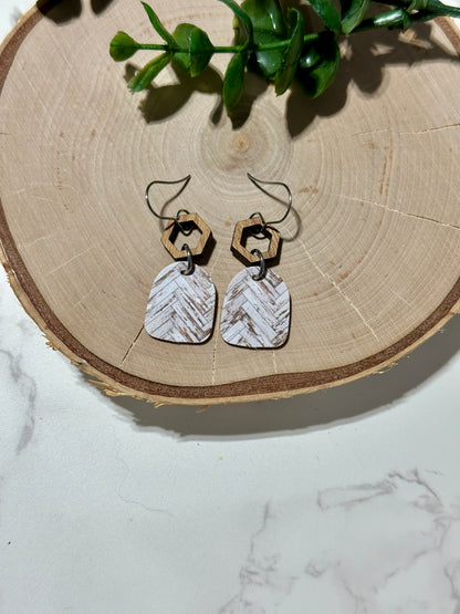 Mini Closed Arch/Connector Earrings - Weathered Wood
