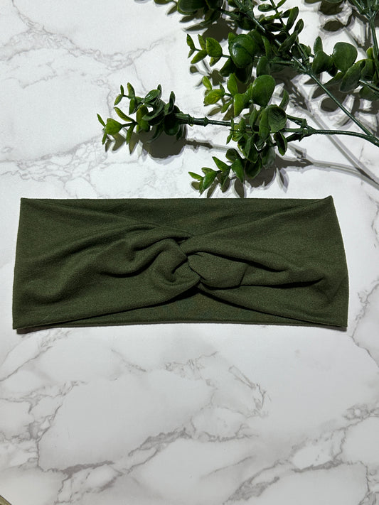 Solid Olive Green Twist Headband